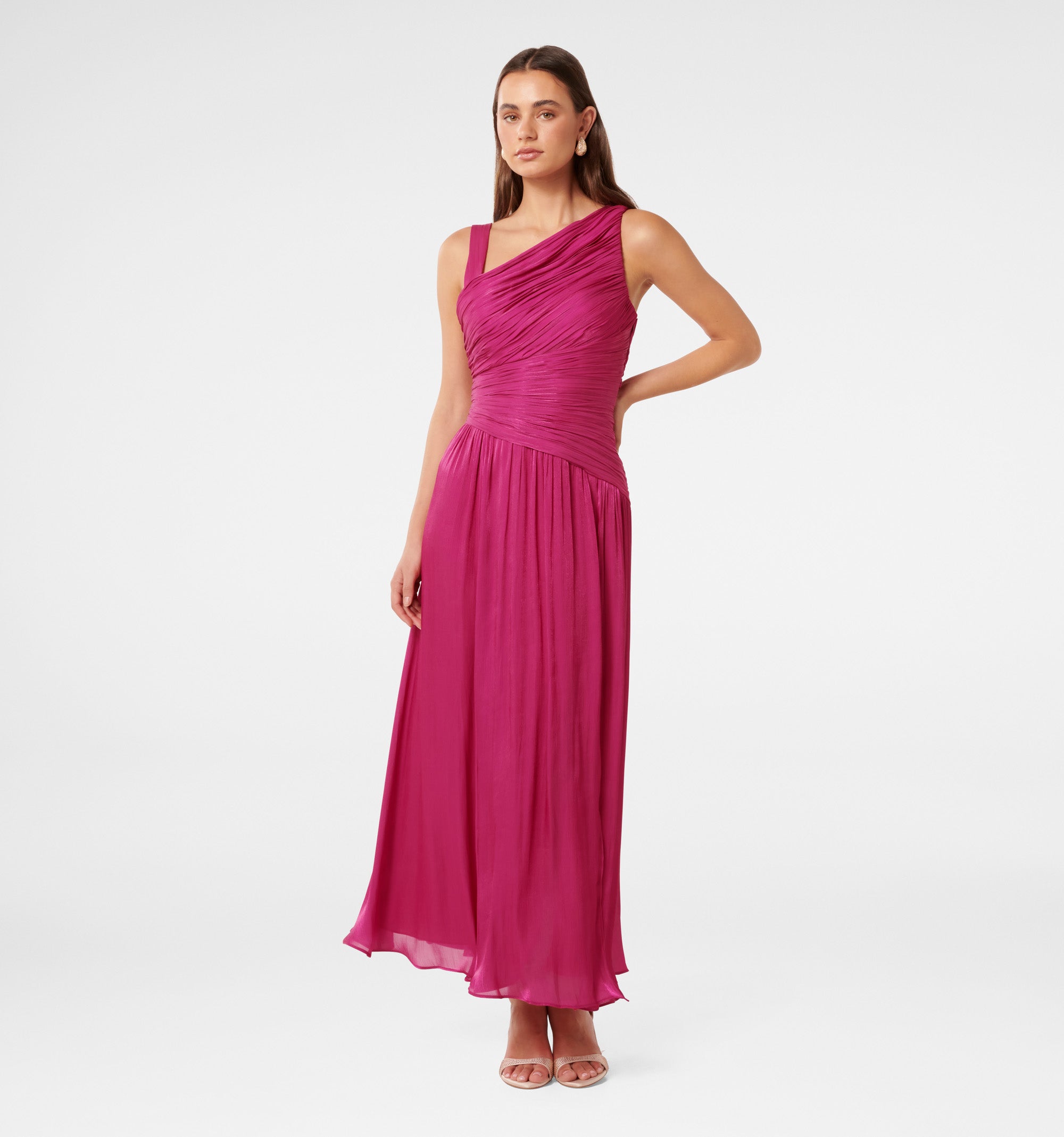 Nya Metallic Asym Maxi Dress
