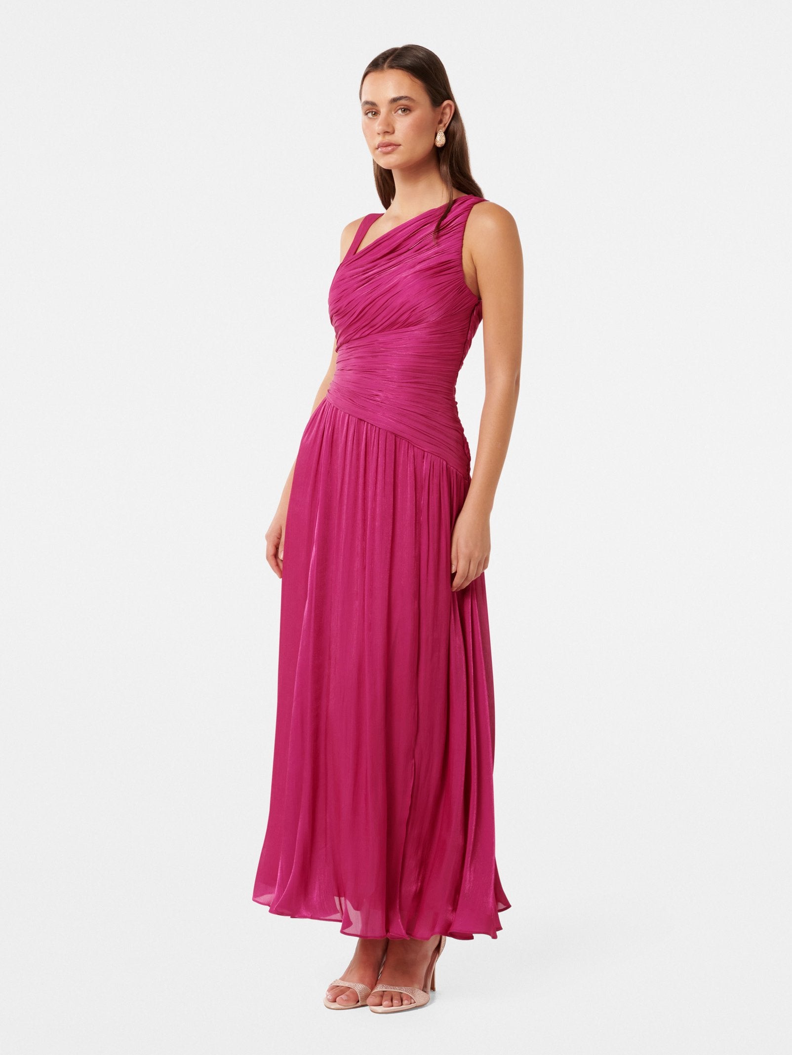  Nya Metallic Asym Maxi Dress
