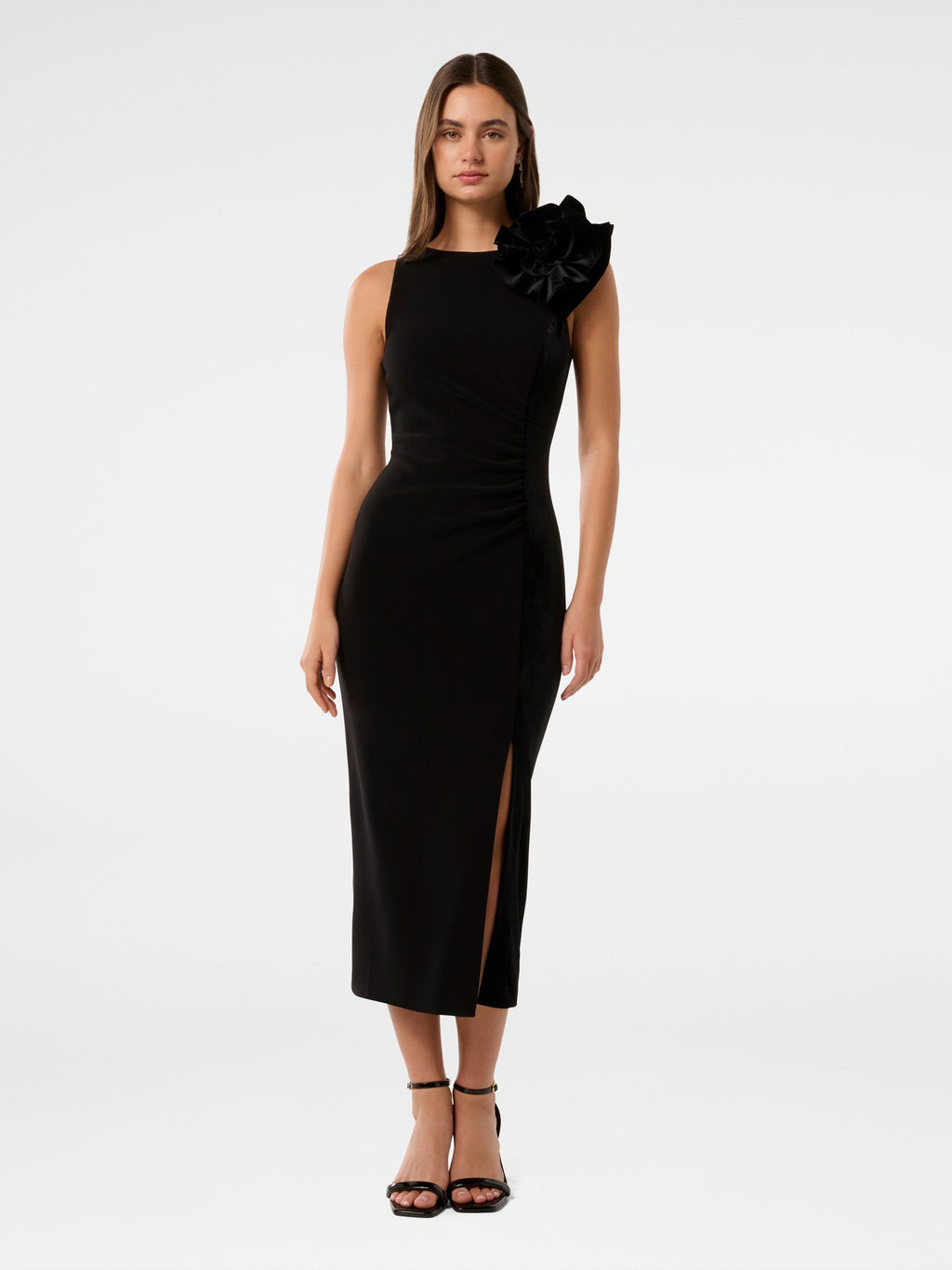 Amity Spliced Rosette Midi Dress