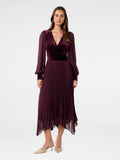  Margaret Velvet Pleat Midi Dress