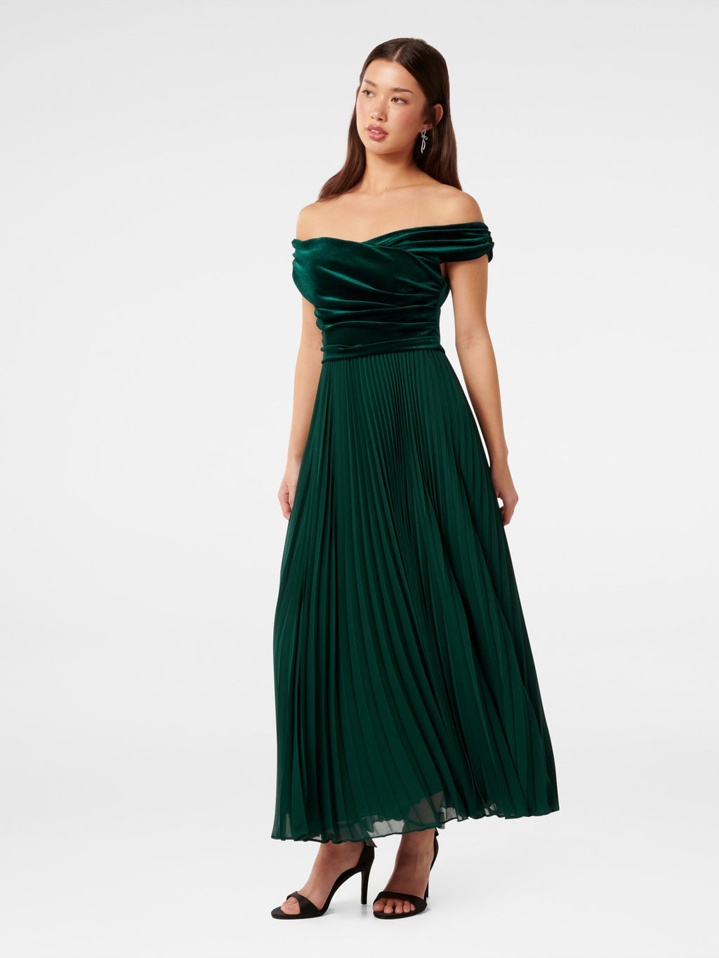  Rebecca Off Shoulder Velvet Gown