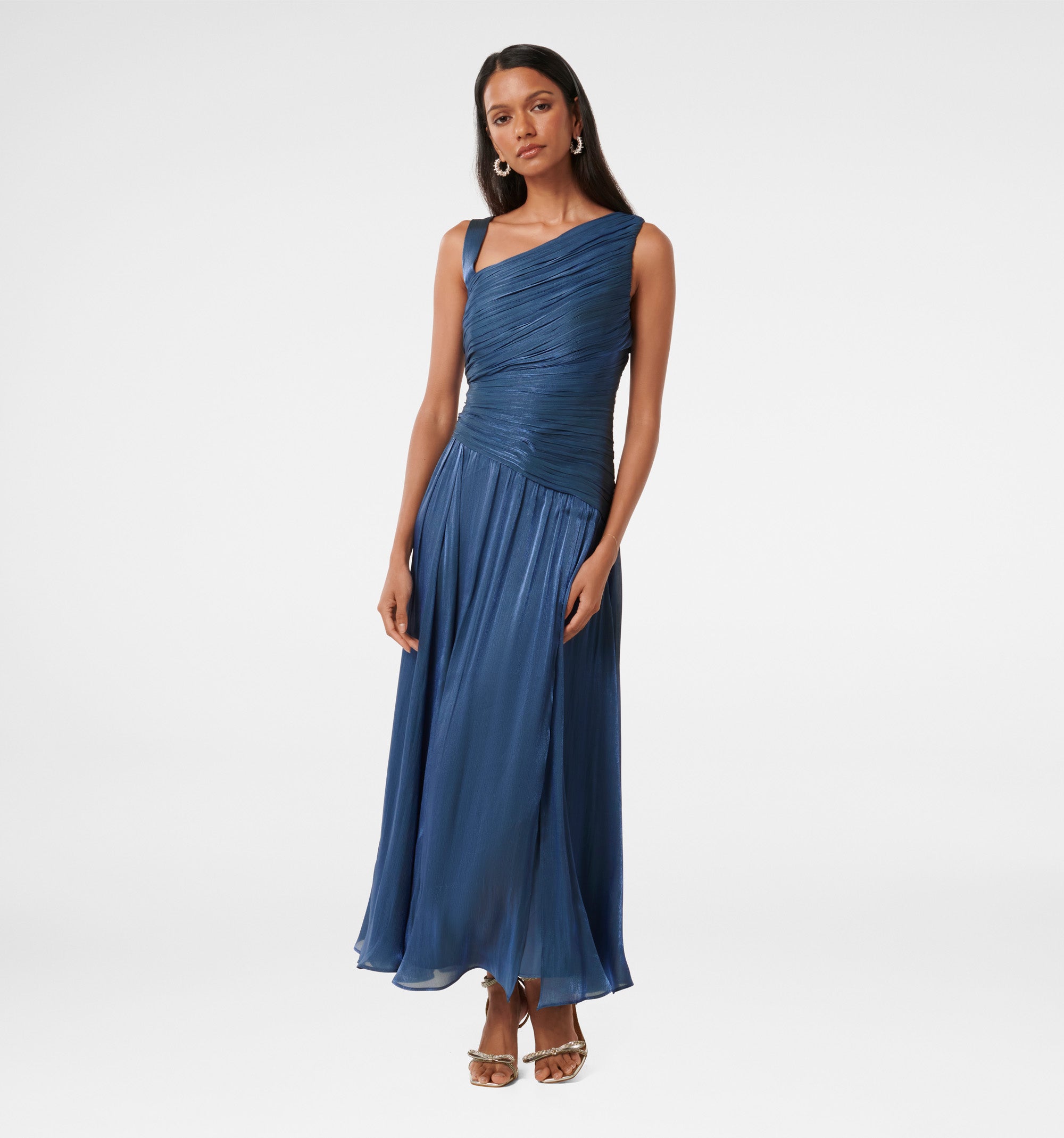 Buy Nya Petite Metallic Asym Maxi Dress - Danish Blue - Online