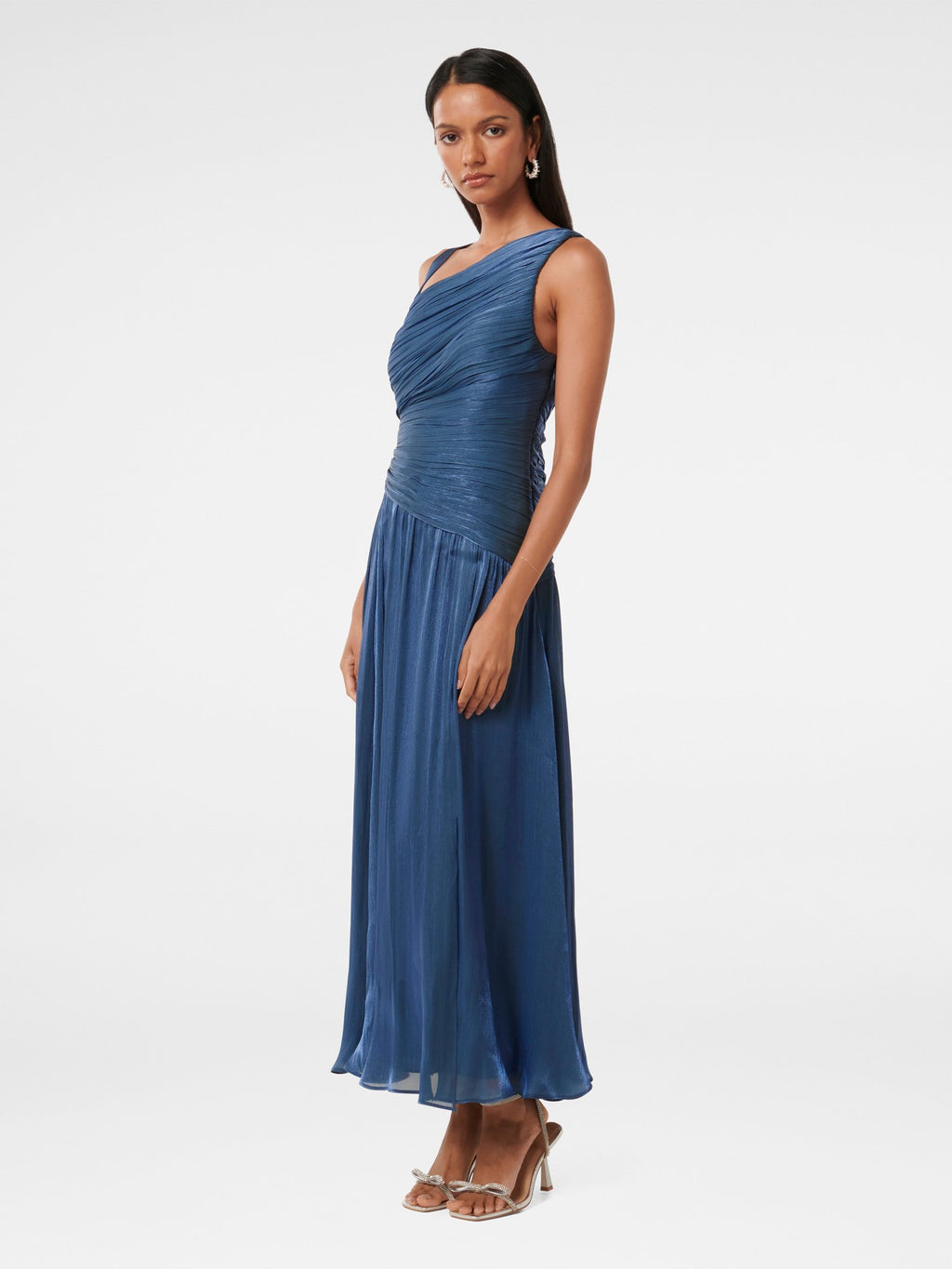  Nya Petite Metallic Asym Maxi Dress