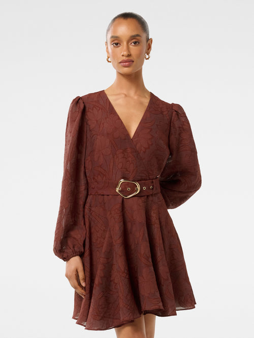 Amila Petite Belted Godet Mini Dress