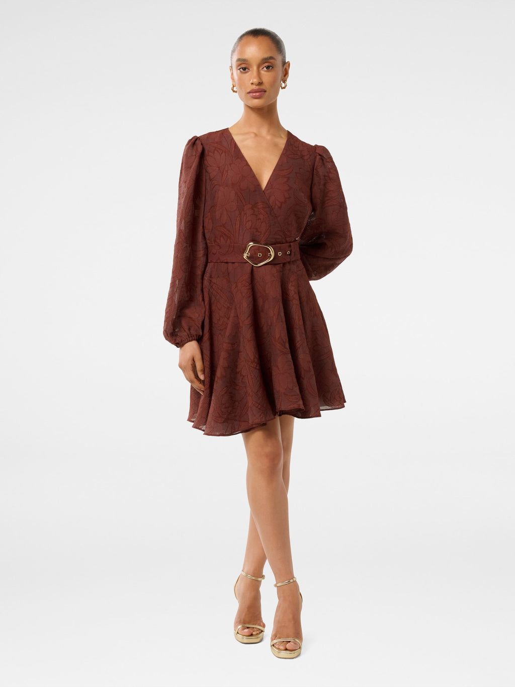  Amila Petite Belted Godet Mini Dress