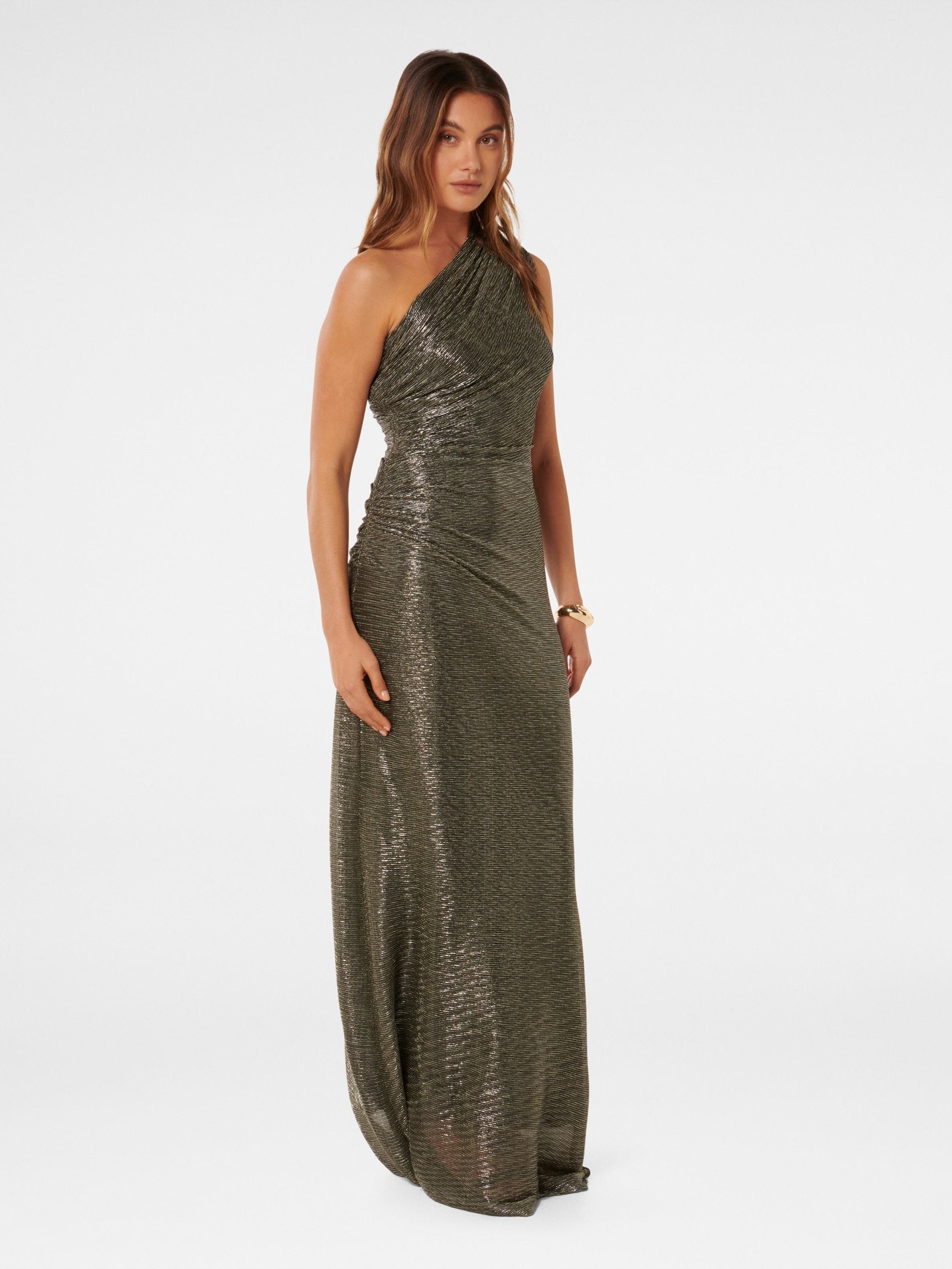  Bridget One Shoulder Plisse Maxi Dress