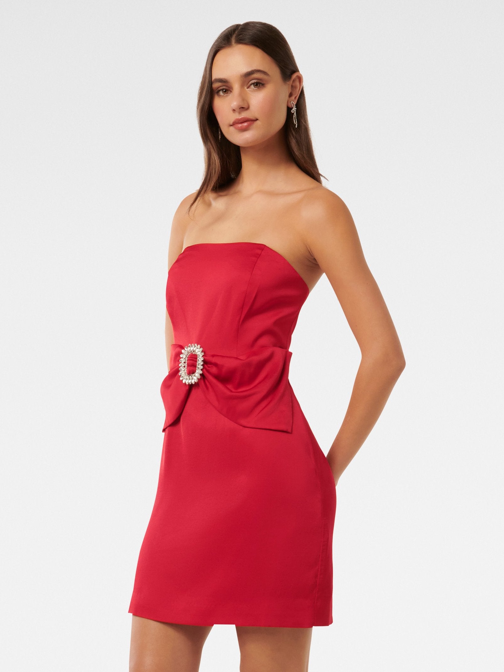  Sanji Satin Strapless Mini Dress