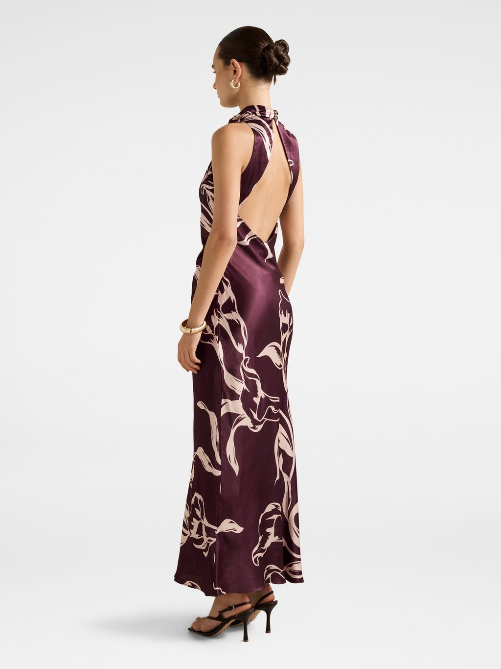  Michelle Open Back Satin Maxi Dress