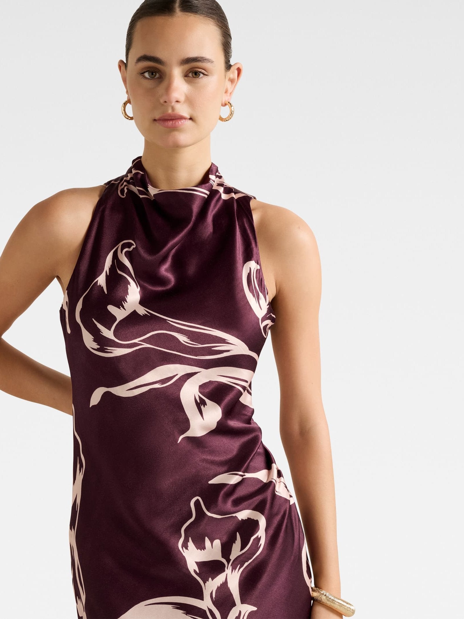  Michelle Open Back Satin Maxi Dress
