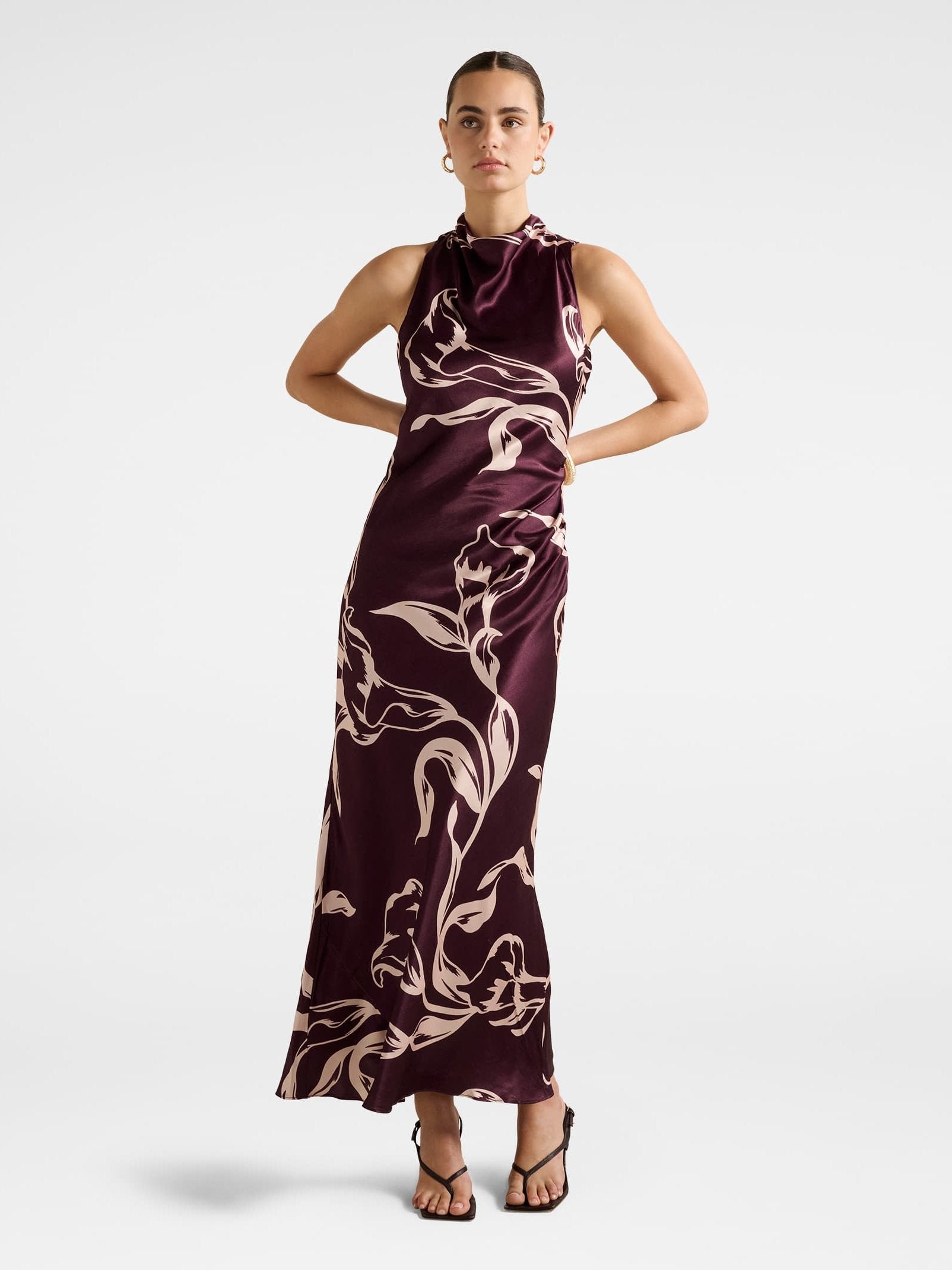 Michelle Open Back Satin Maxi Dress