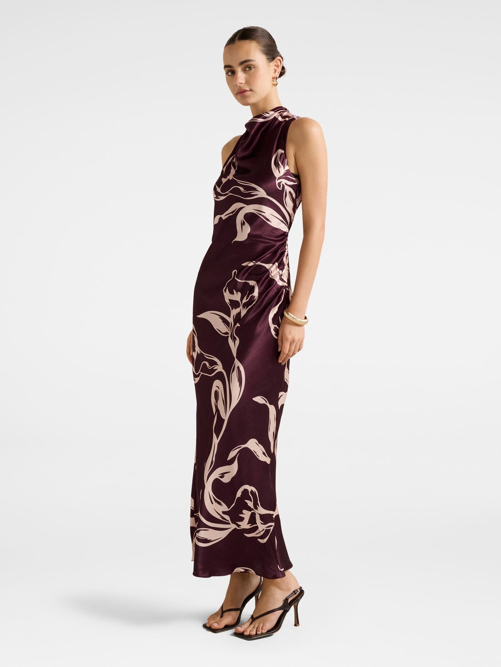  Michelle Open Back Satin Maxi Dress