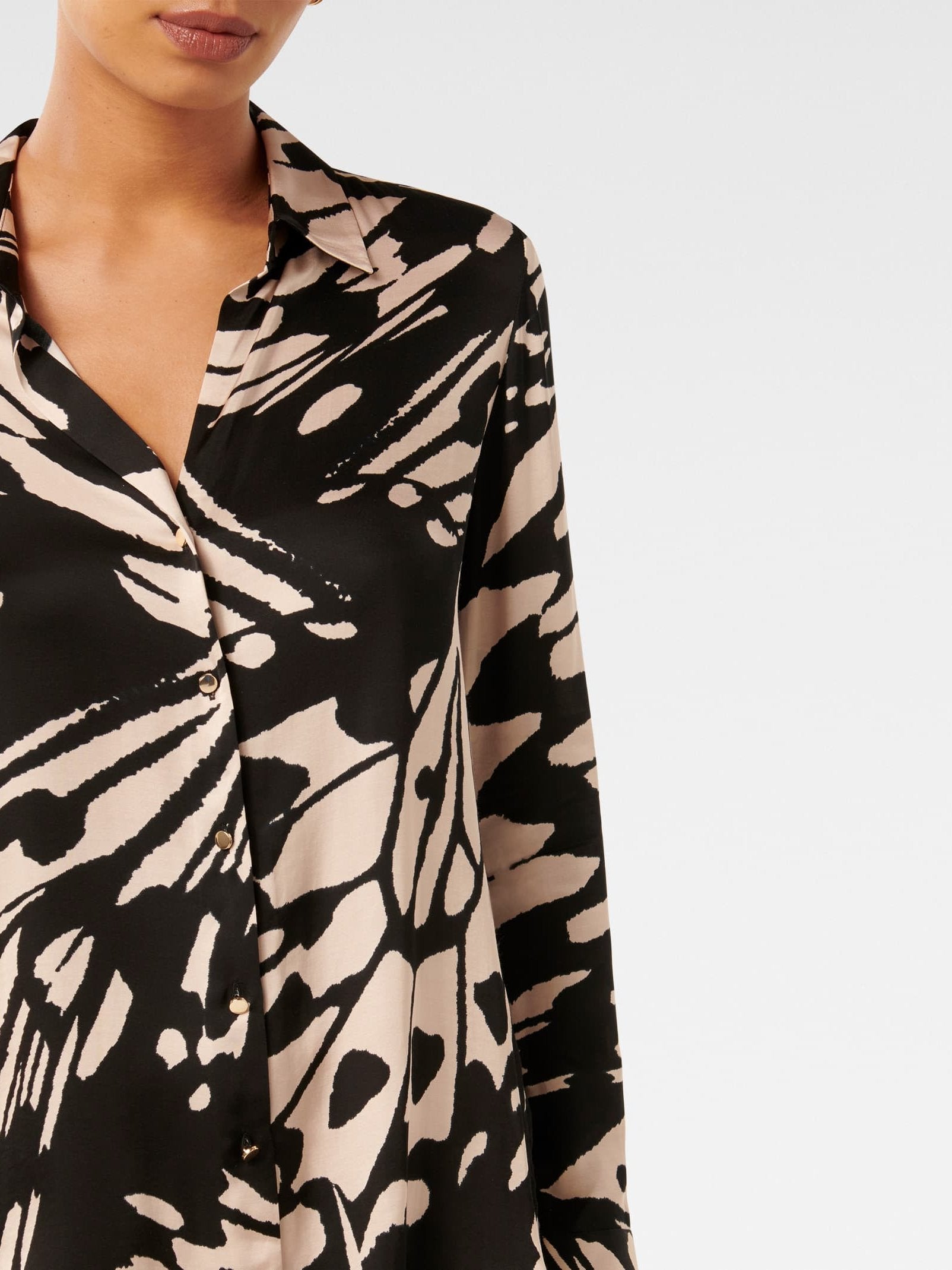  Harvey Notched Neck Satin Shirt