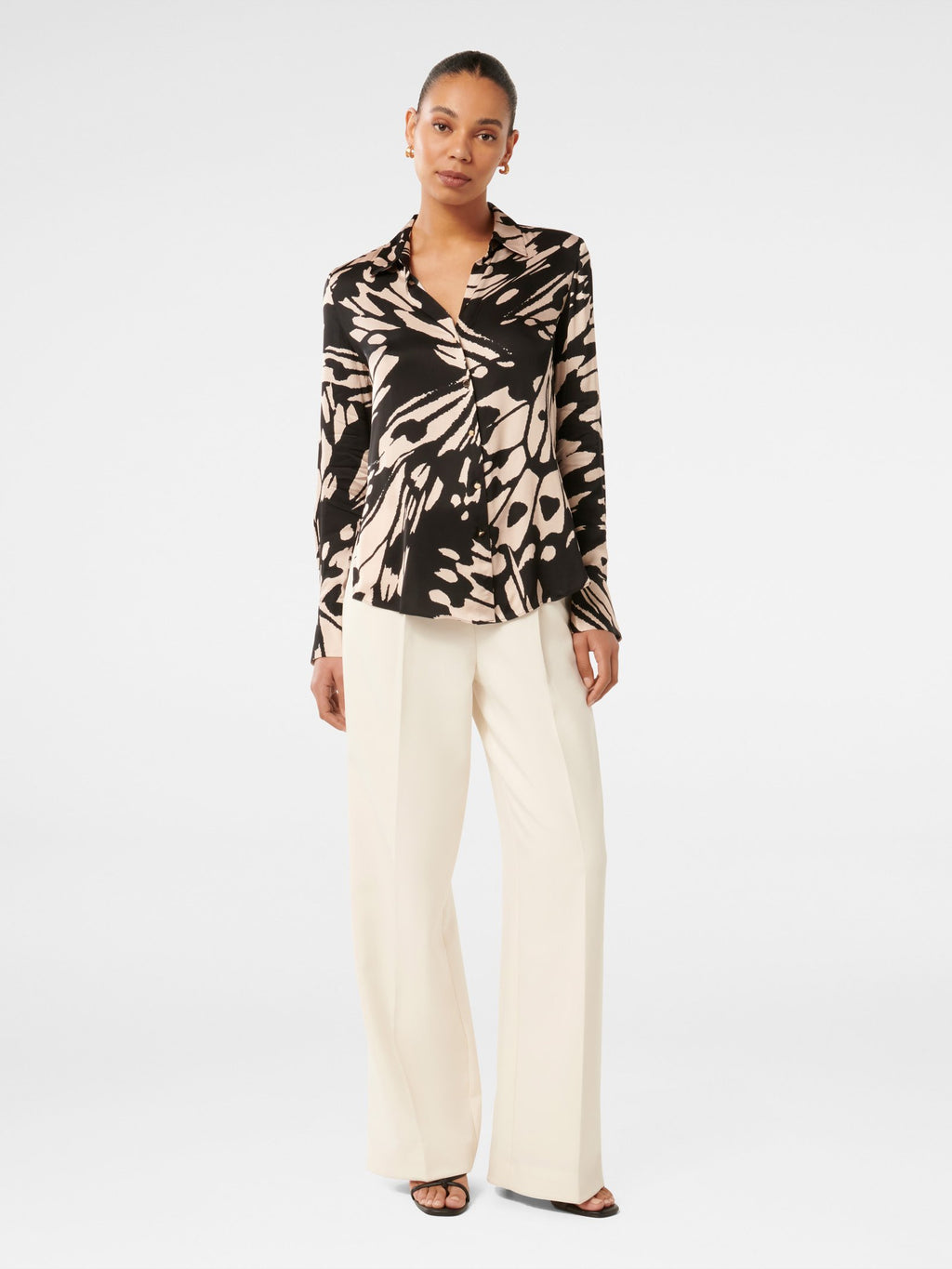  Harvey Notched Neck Satin Shirt