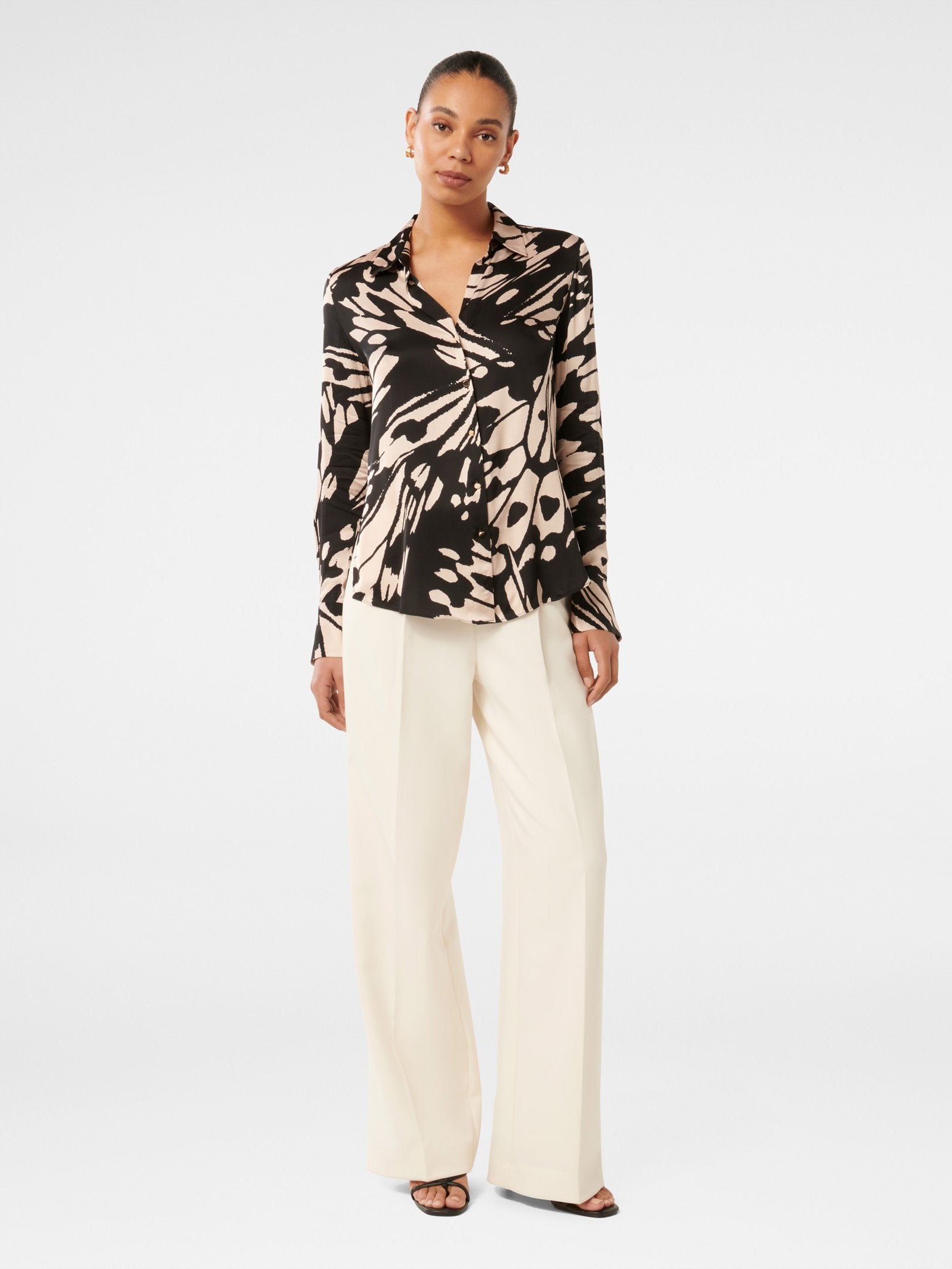  Harvey Notched Neck Satin Shirt