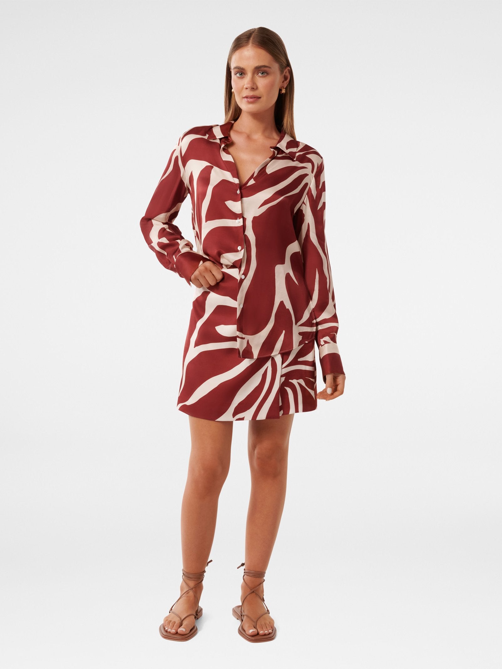 Harvey Notched Neck Satin Shirt