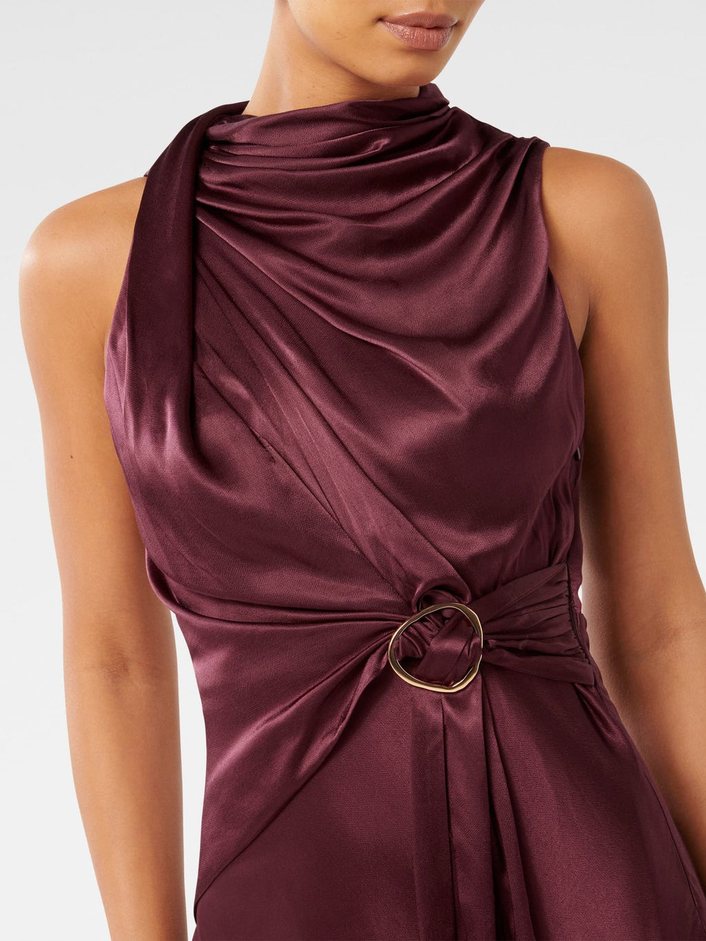  Cassie Satin Draped Midi Dress