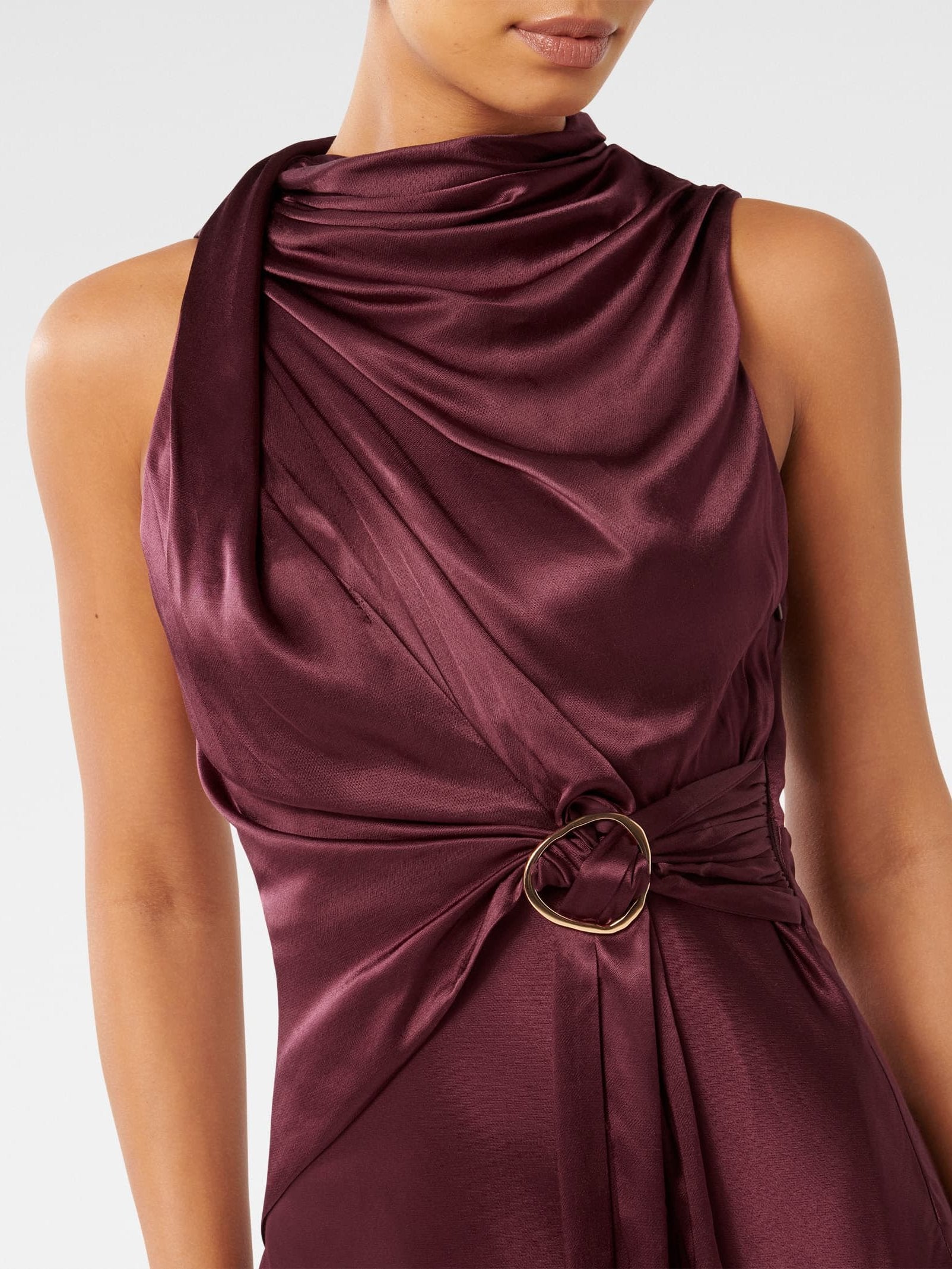  Cassie Satin Draped Midi Dress