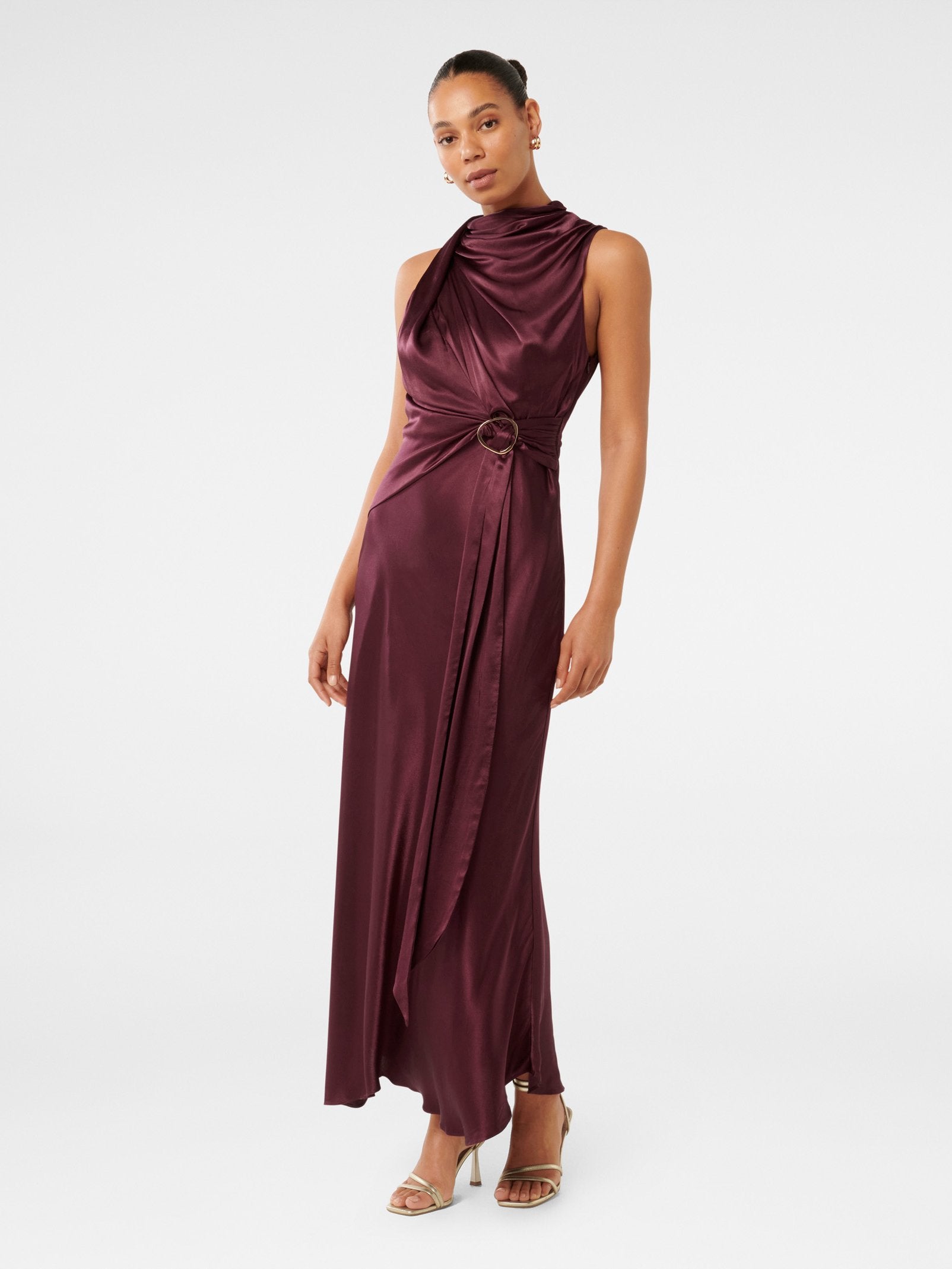 Cassie Satin Draped Midi Dress