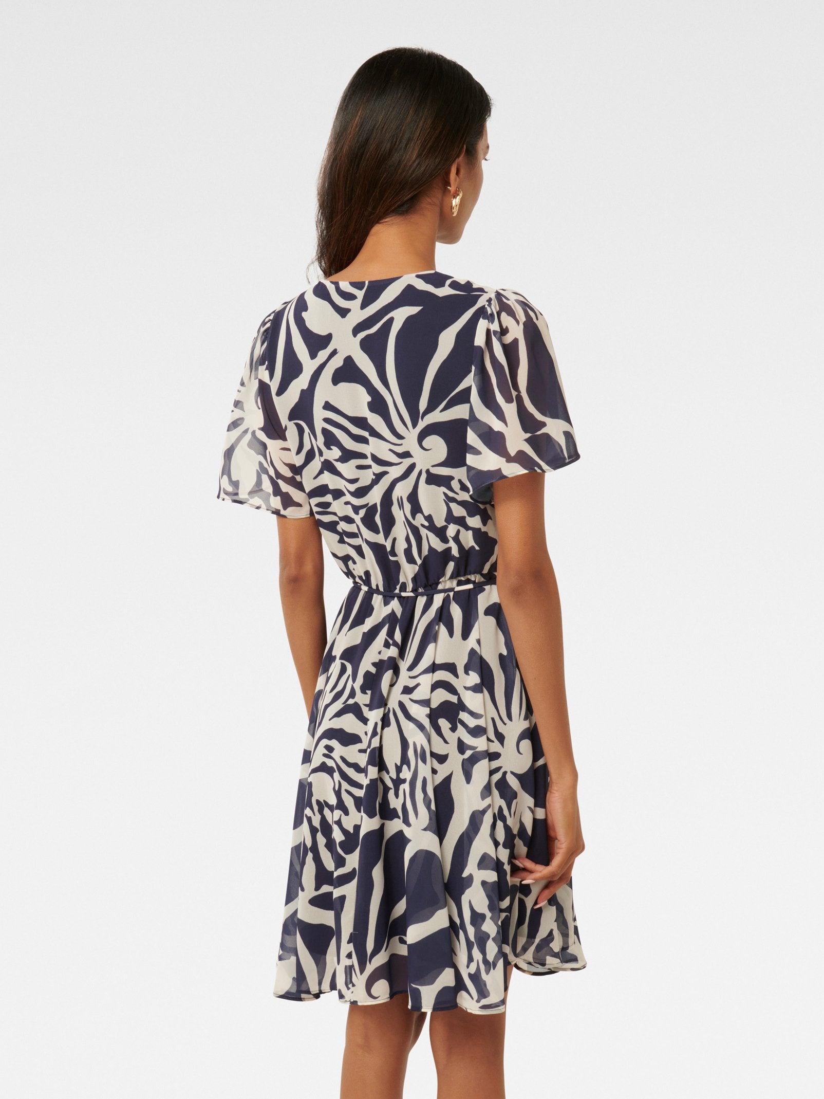  Kora Petite Asymmetric Flutter Sleeve Mini Dress