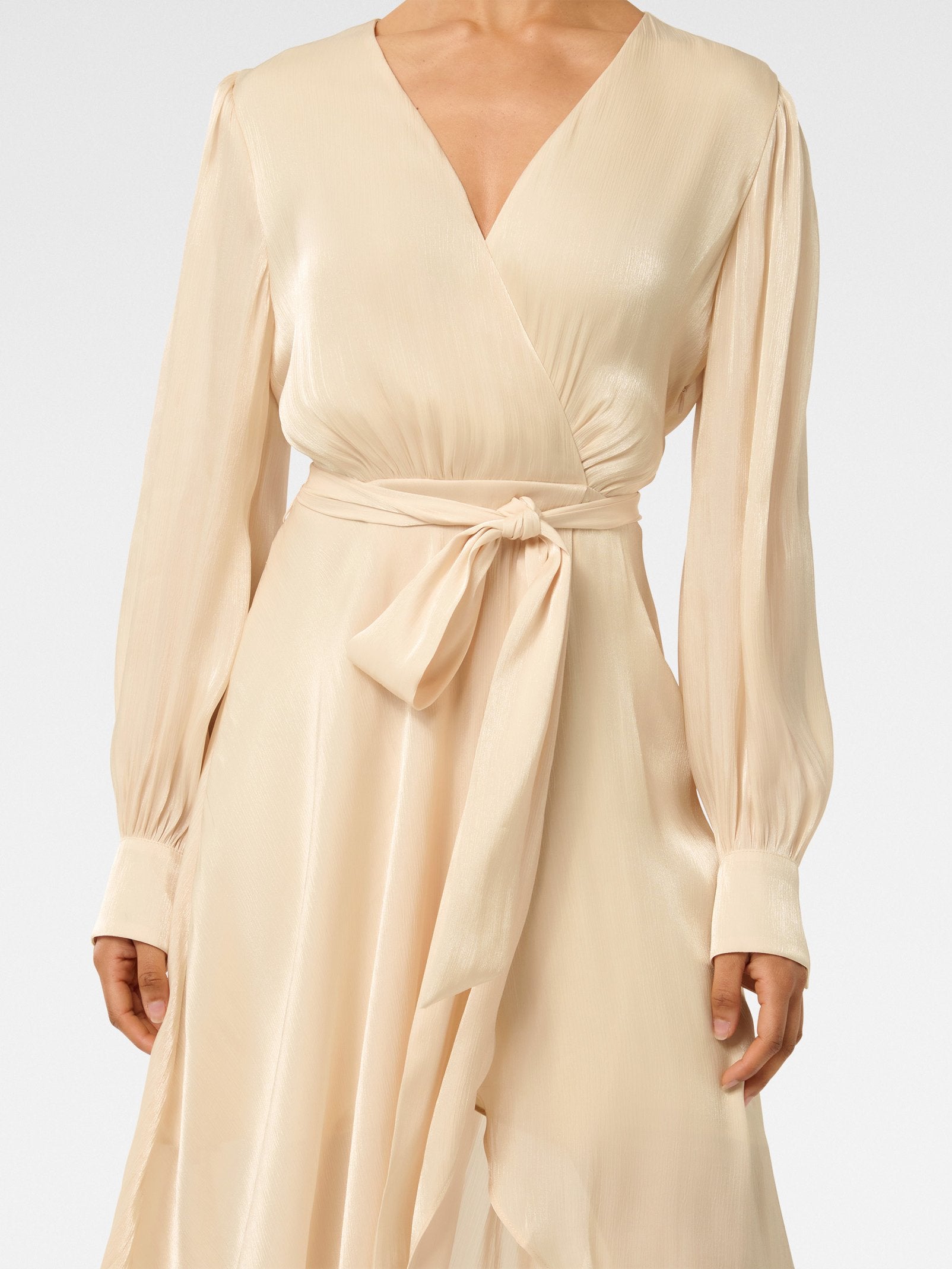  Mabel Petite Metallic Wrap Midi Dress