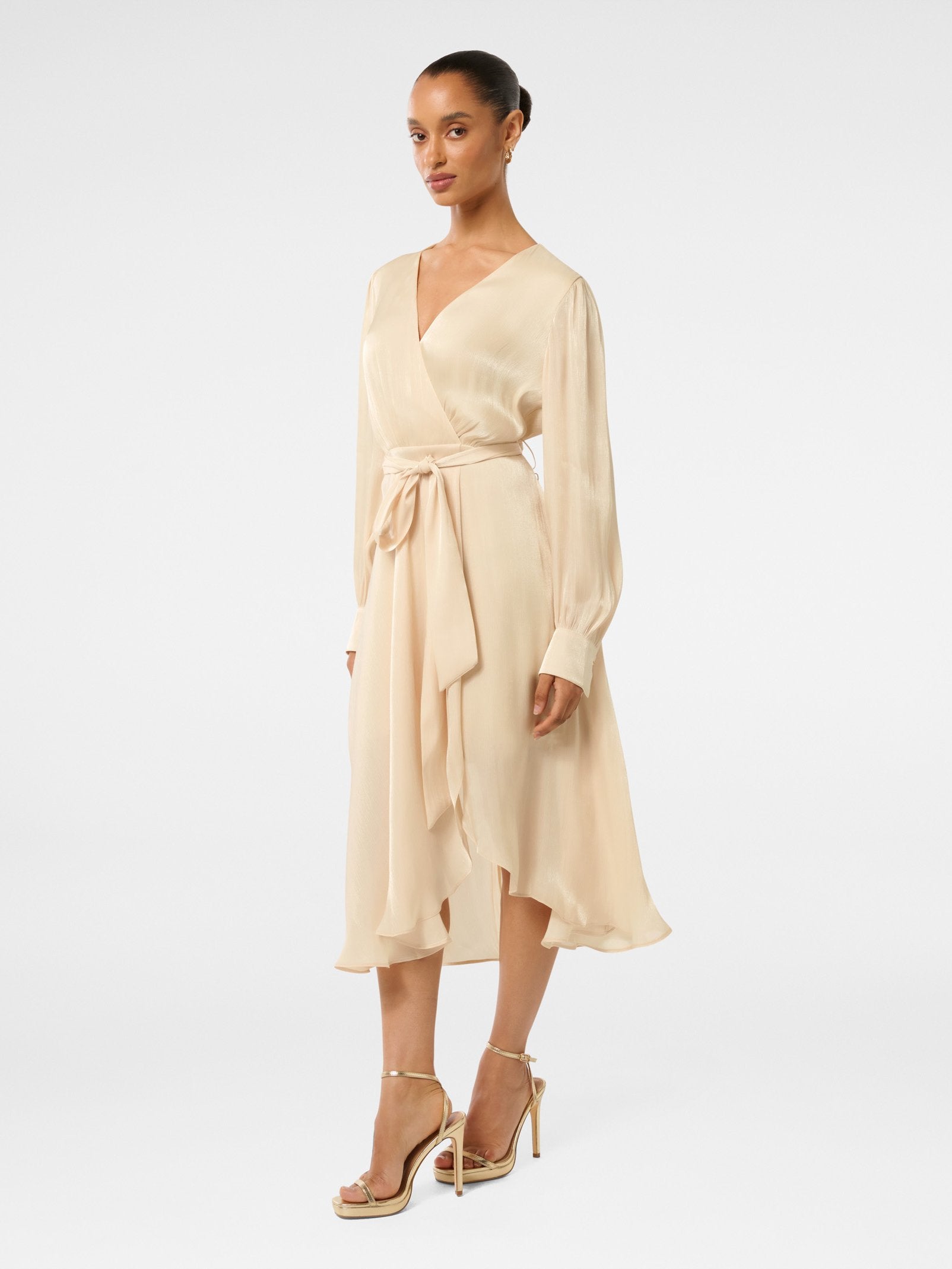  Mabel Petite Metallic Wrap Midi Dress