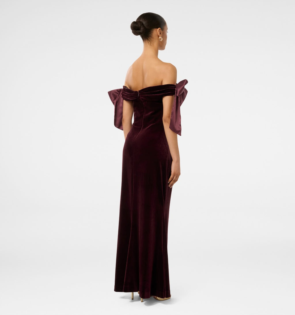 Ada Petite Off Shoulder Bow Gown