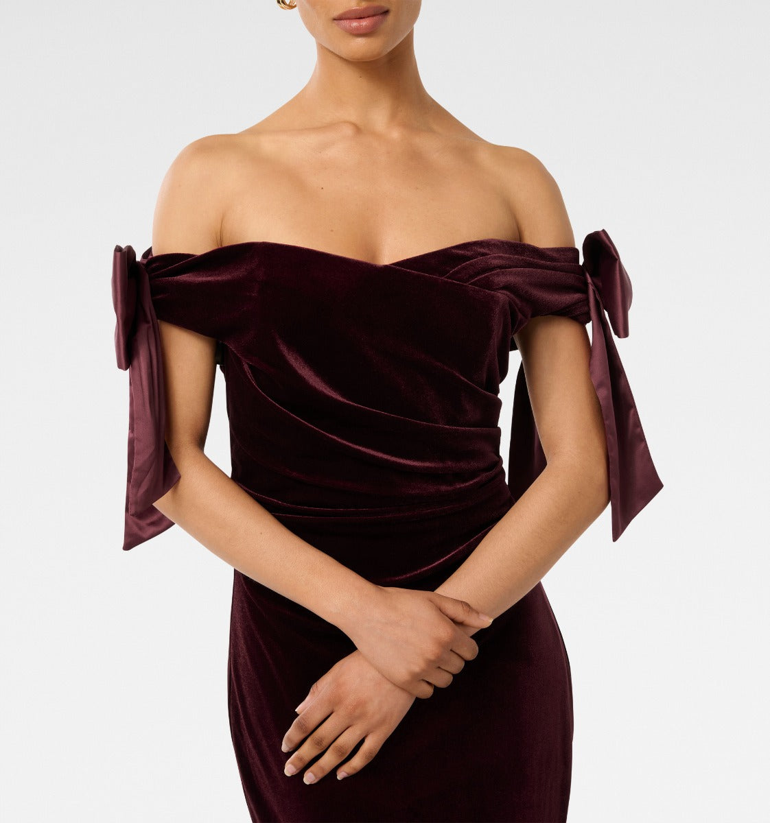 Ada Petite Off Shoulder Bow Gown