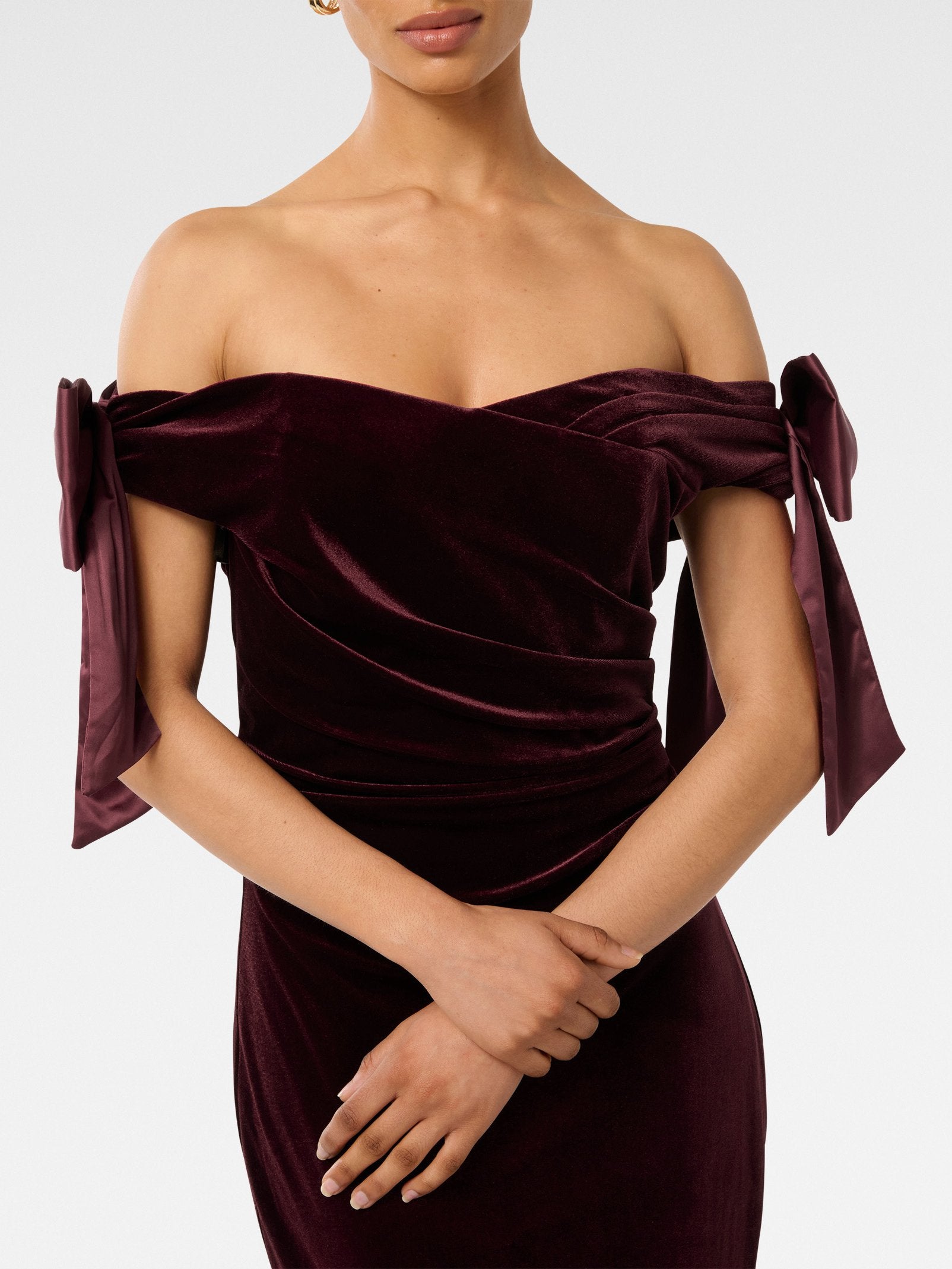  Ada Petite Off Shoulder Bow Gown