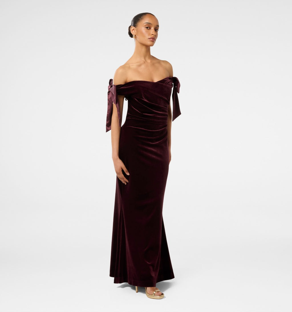 Ada Petite Off Shoulder Bow Gown