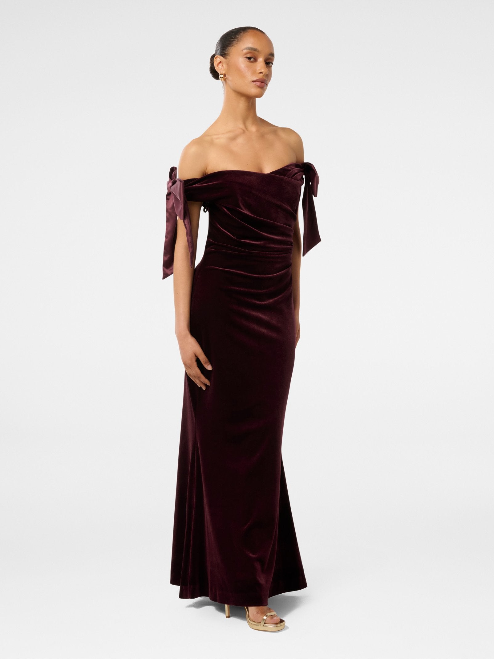  Ada Petite Off Shoulder Bow Gown