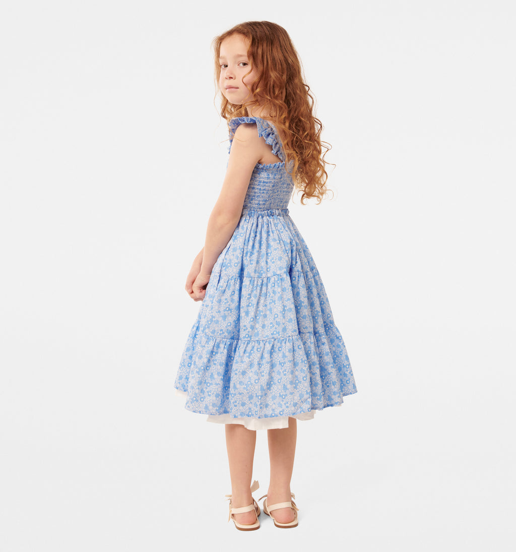 Amelia Shirred Frill Girls Dress