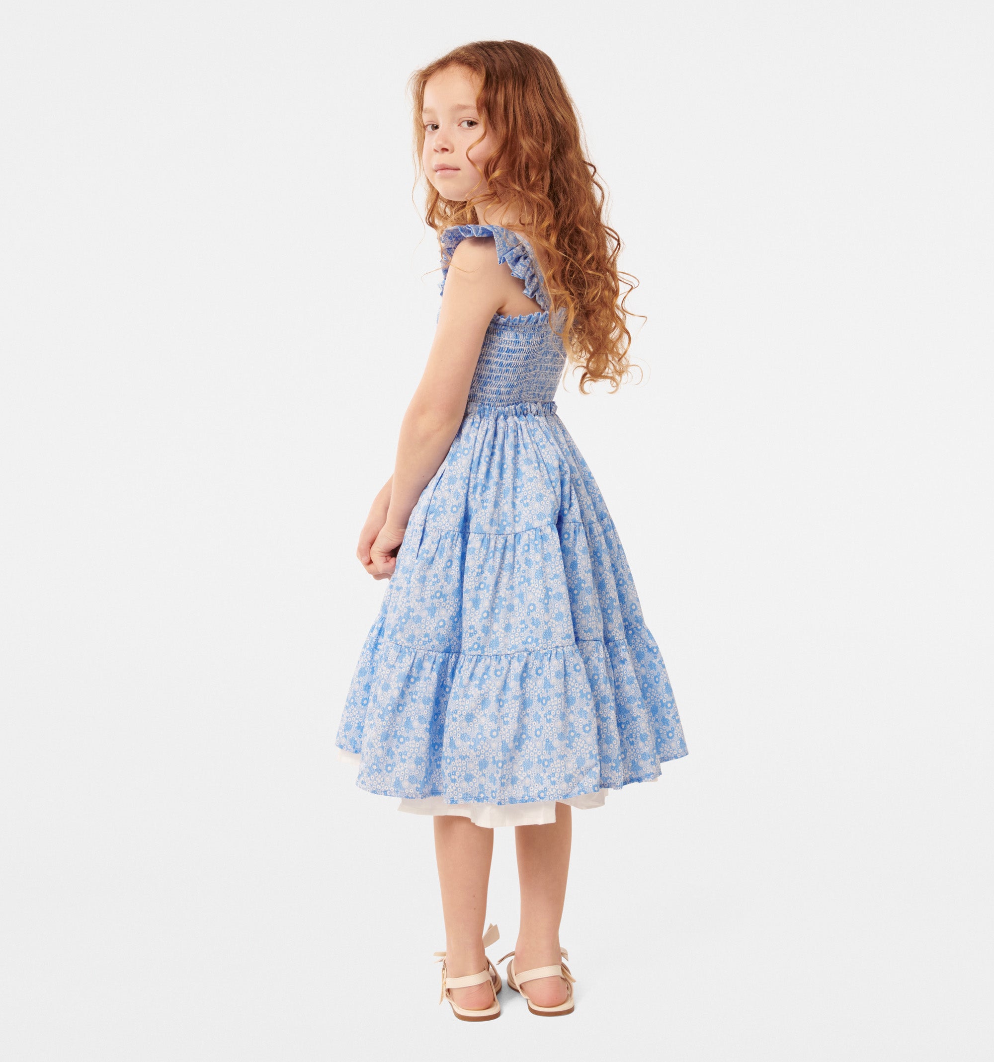 Amelia Shirred Frill Girls Dress