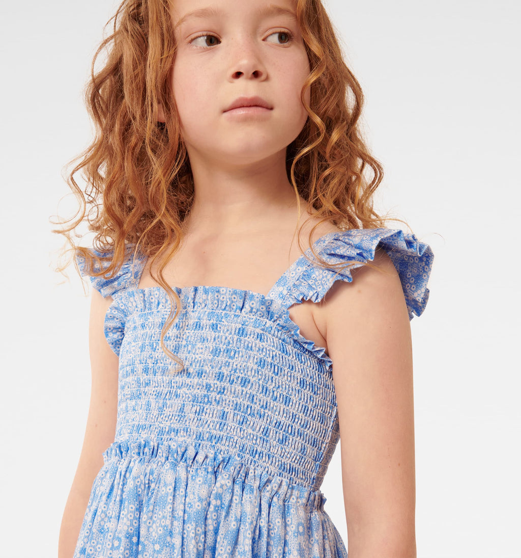 Amelia Shirred Frill Girls Dress