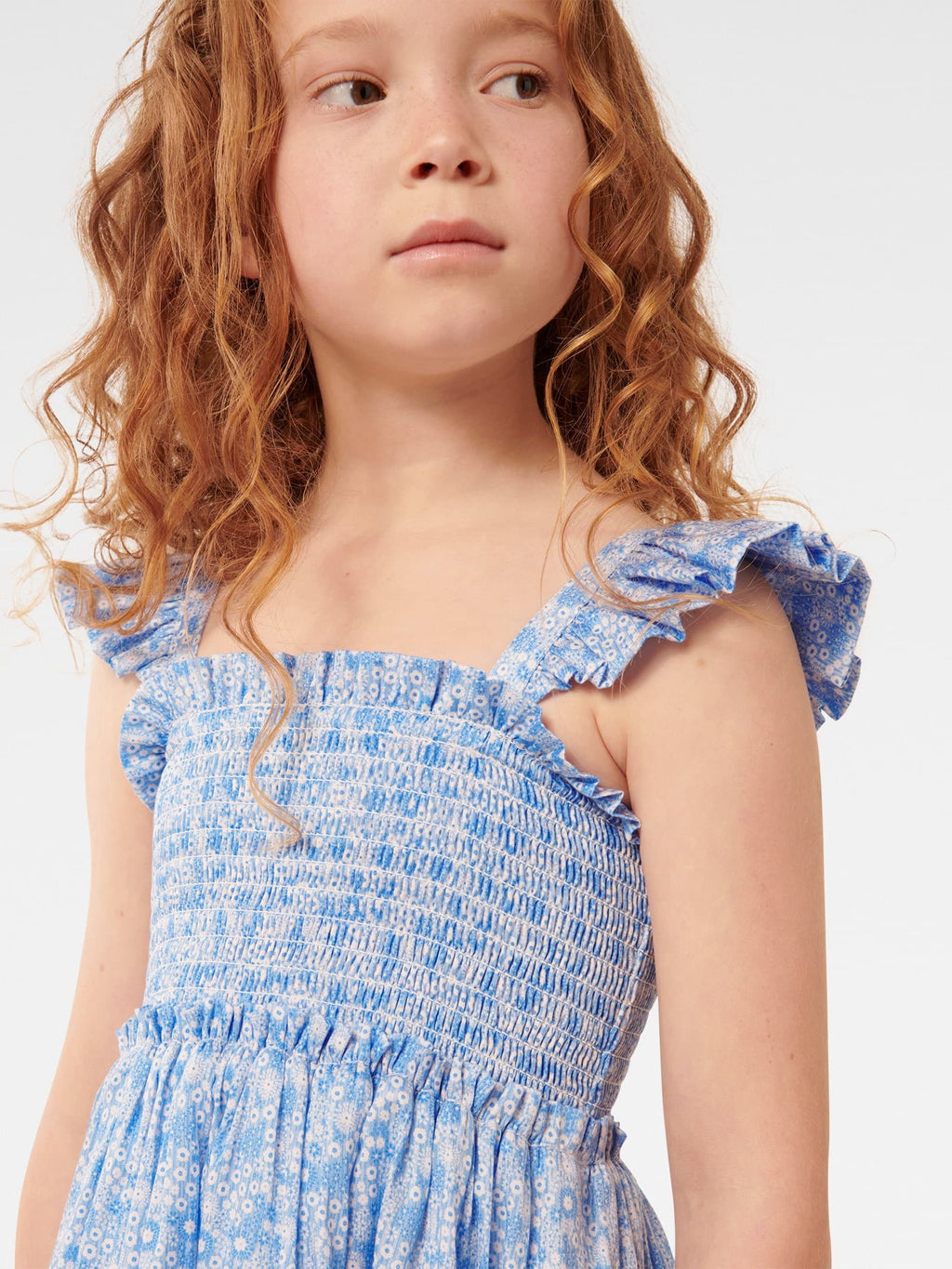 Amelia Shirred Frill Girls Dress