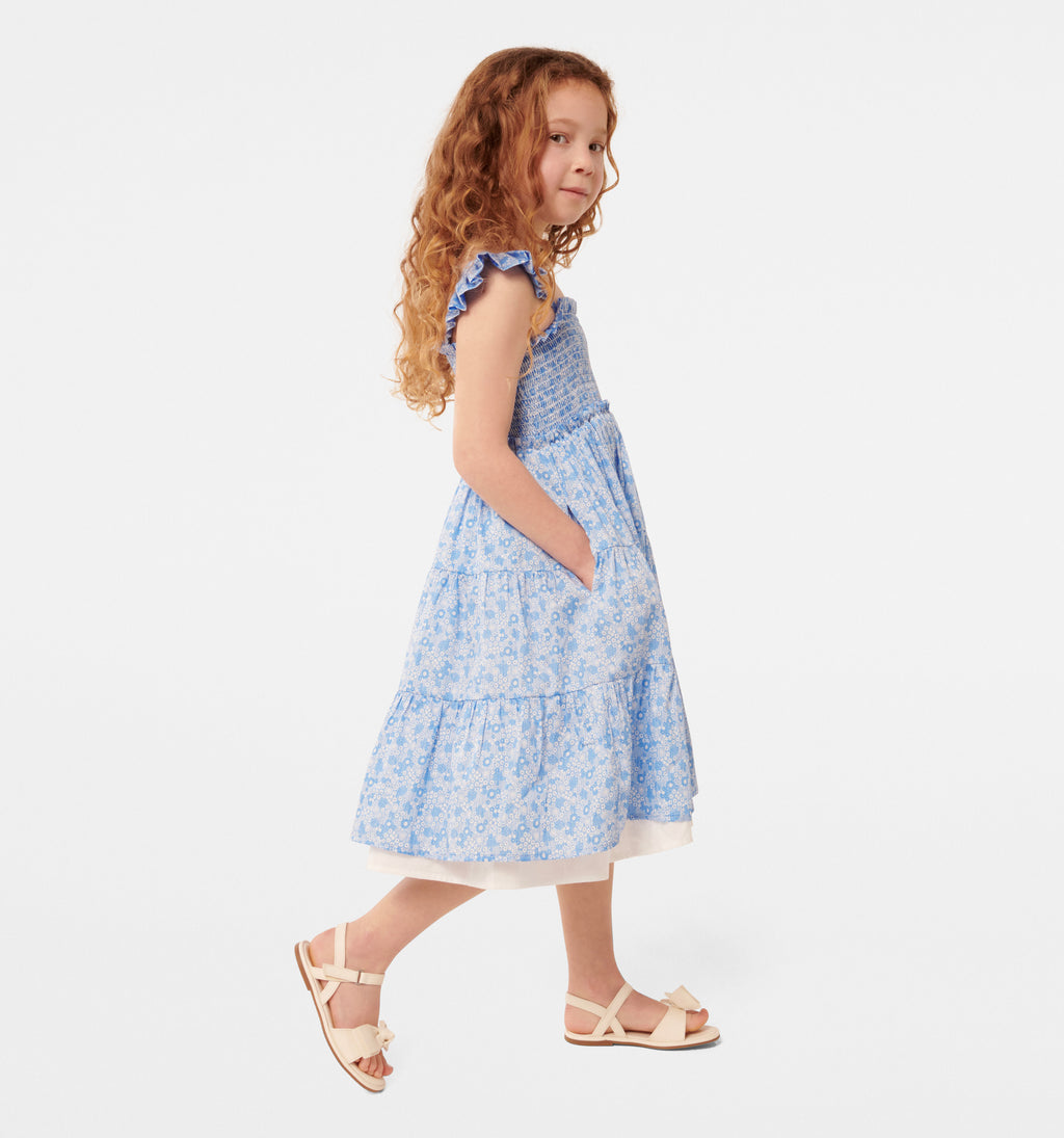Amelia Shirred Frill Girls Dress