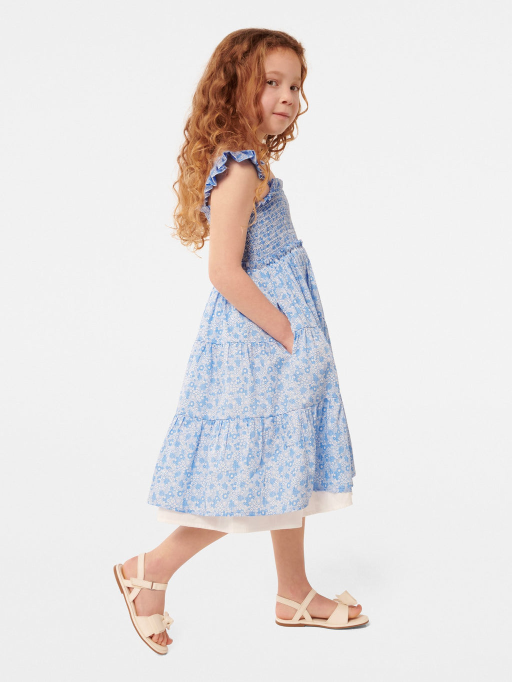 Amelia Shirred Frill Girls Dress