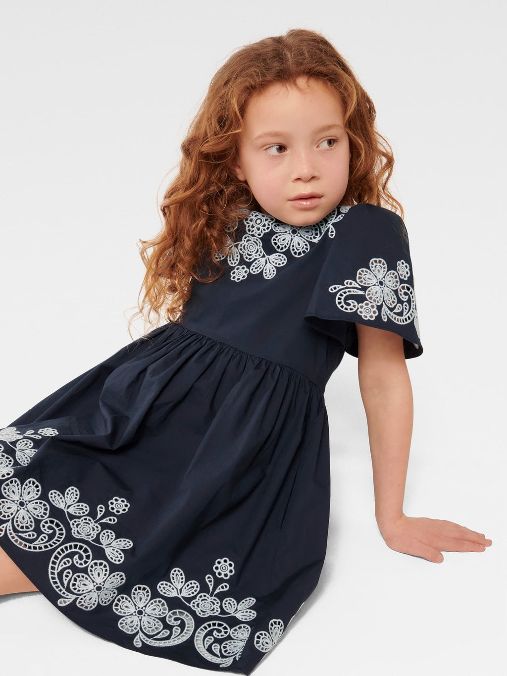 Olivia Broderie Flutter Girls Dress