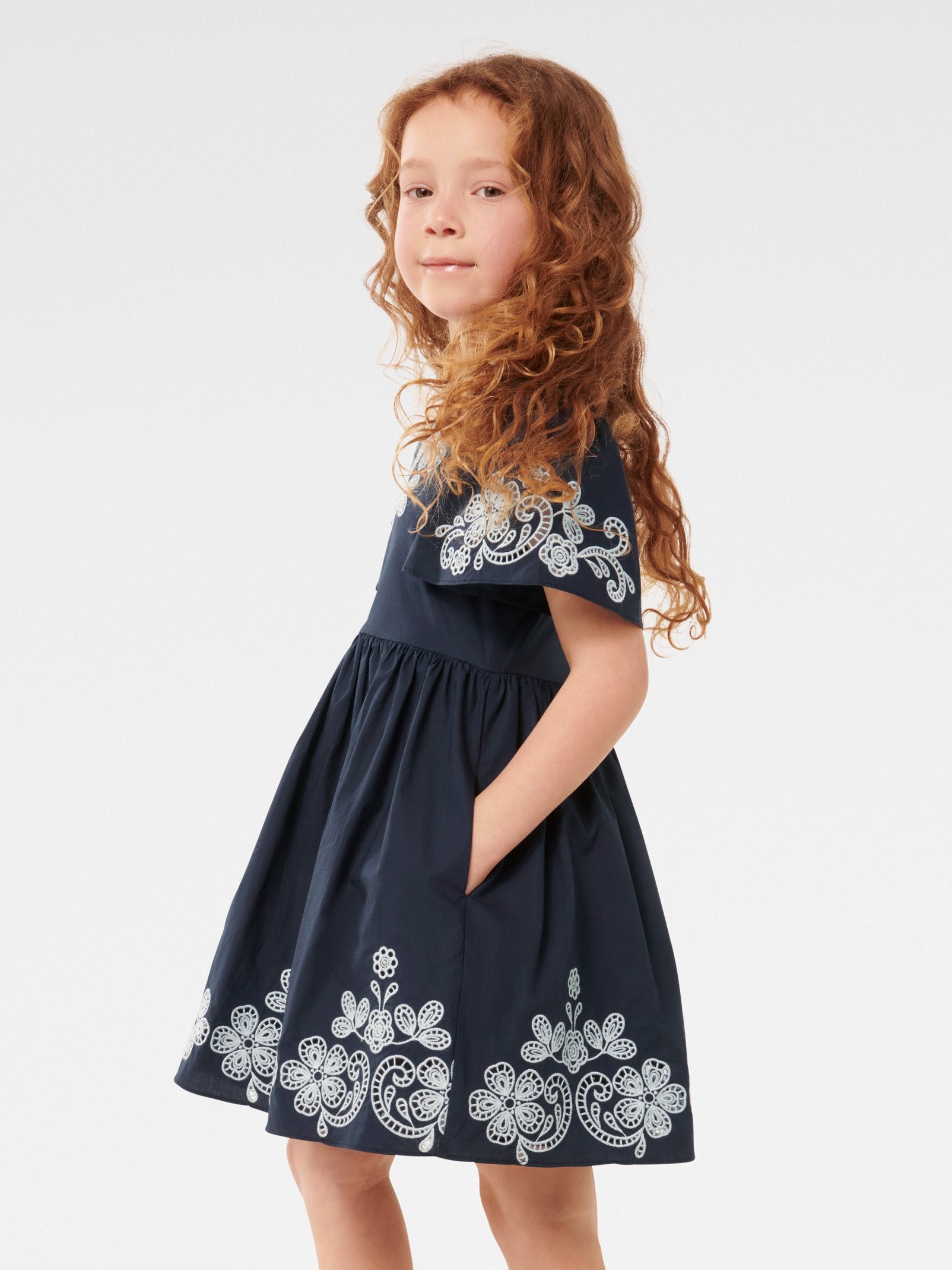 Olivia Broderie Flutter Girls Dress