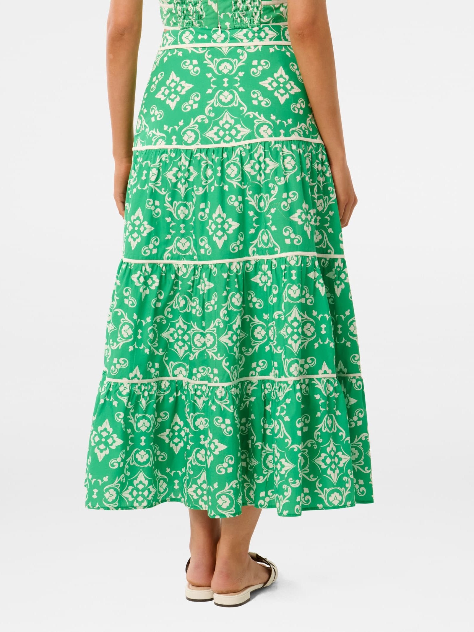  Mona Binding Tiered Midi Skirt