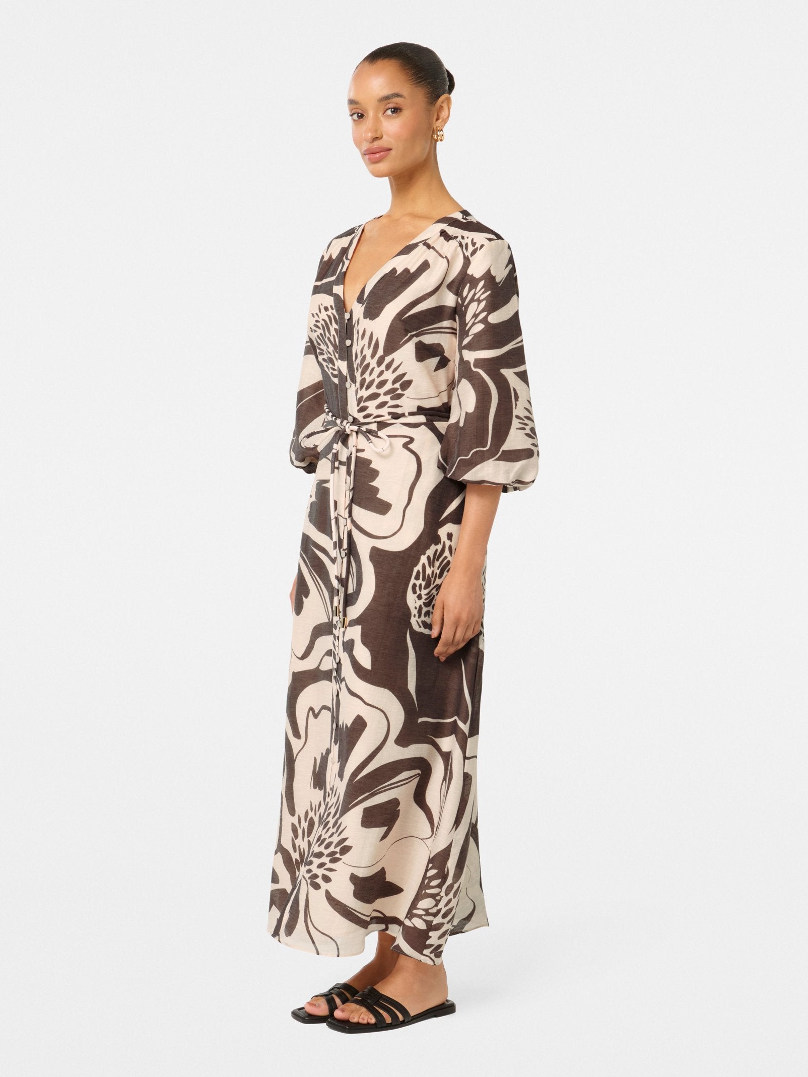  Brynn Petite Waist Tie Midi Dress