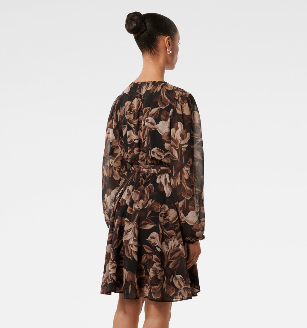 Amila Petite Belted Godet Mini Dress