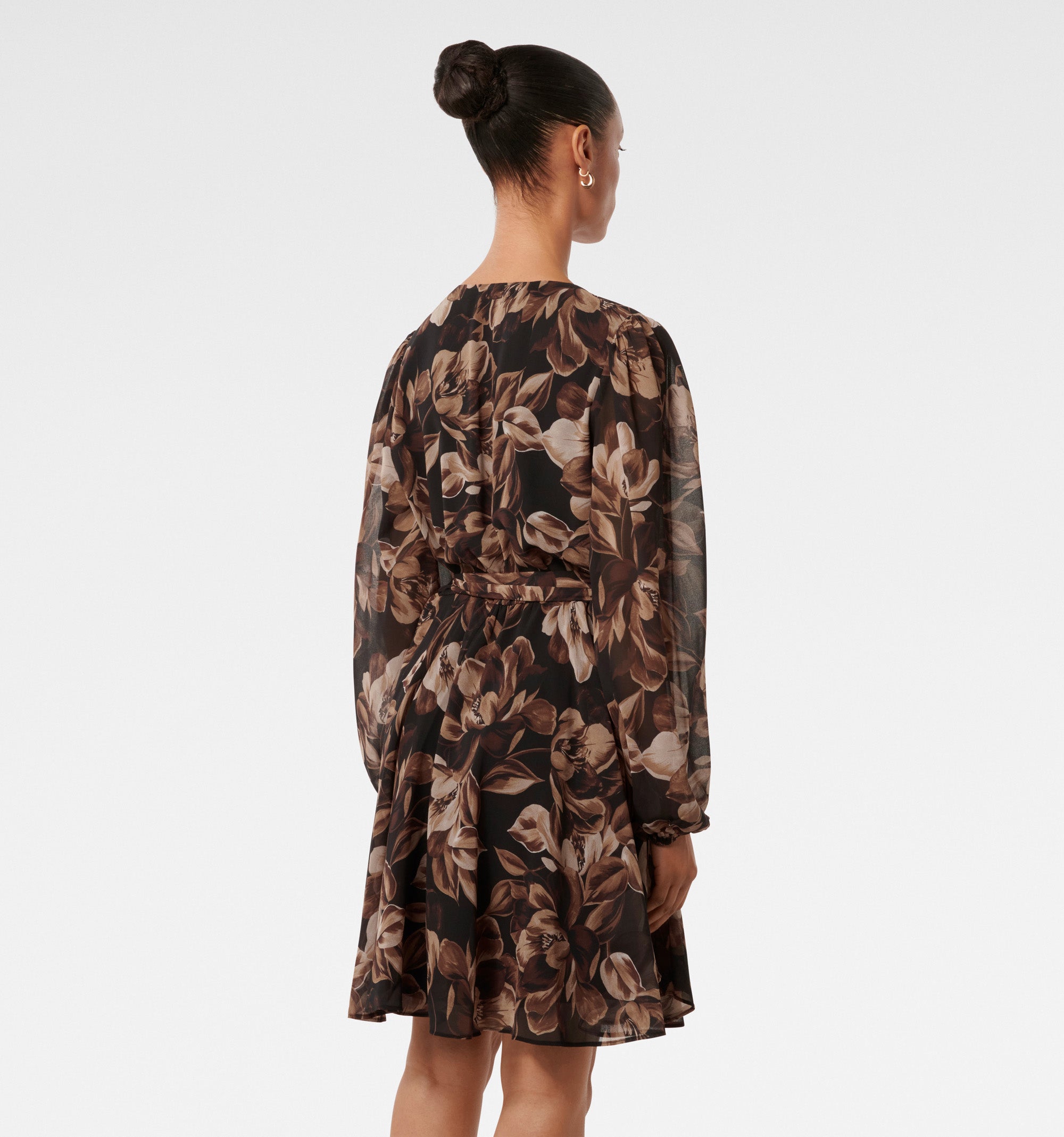 Amila Petite Belted Godet Mini Dress