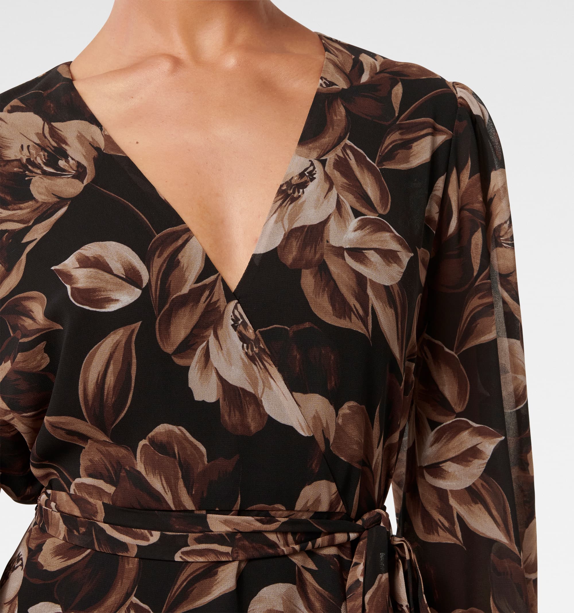 Amila Petite Belted Godet Mini Dress