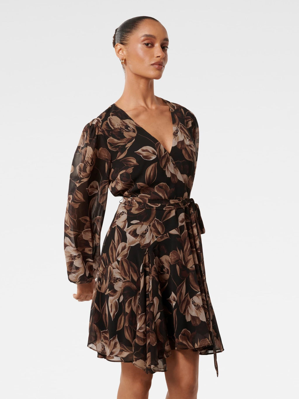  Amila Petite Belted Godet Mini Dress