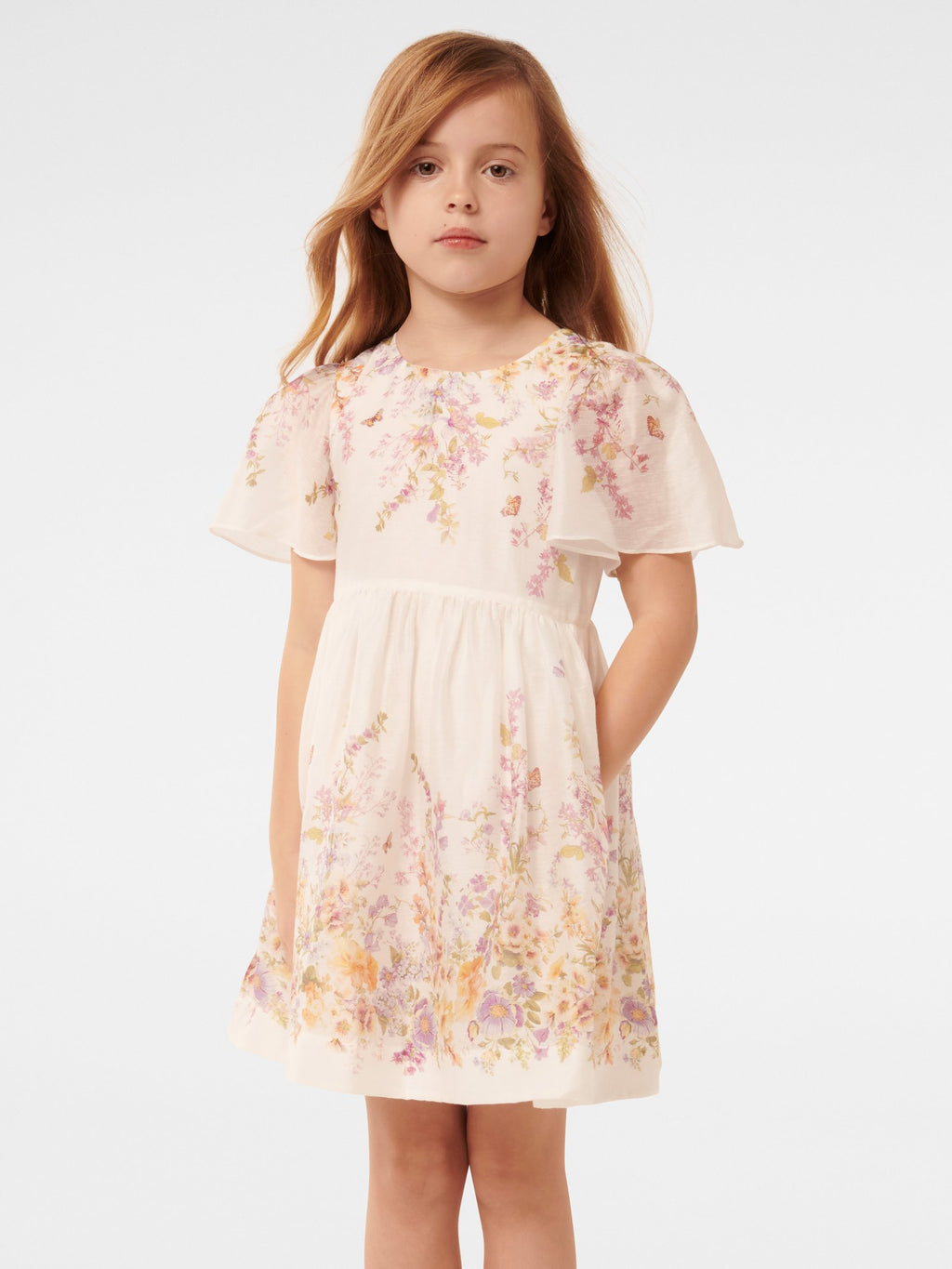 Olivia Placement Print Flutter Dress