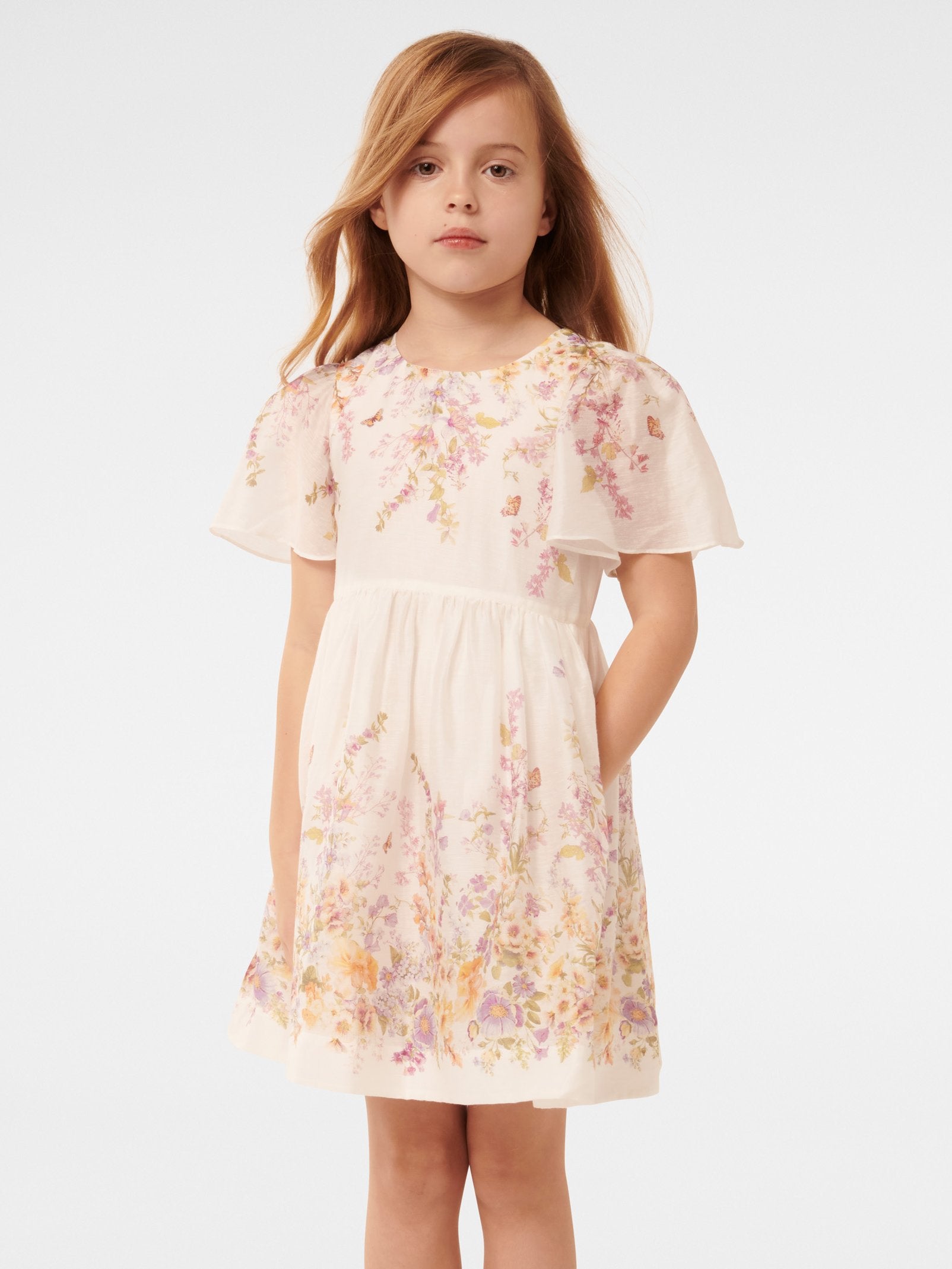 Olivia Placement Print Flutter Dress