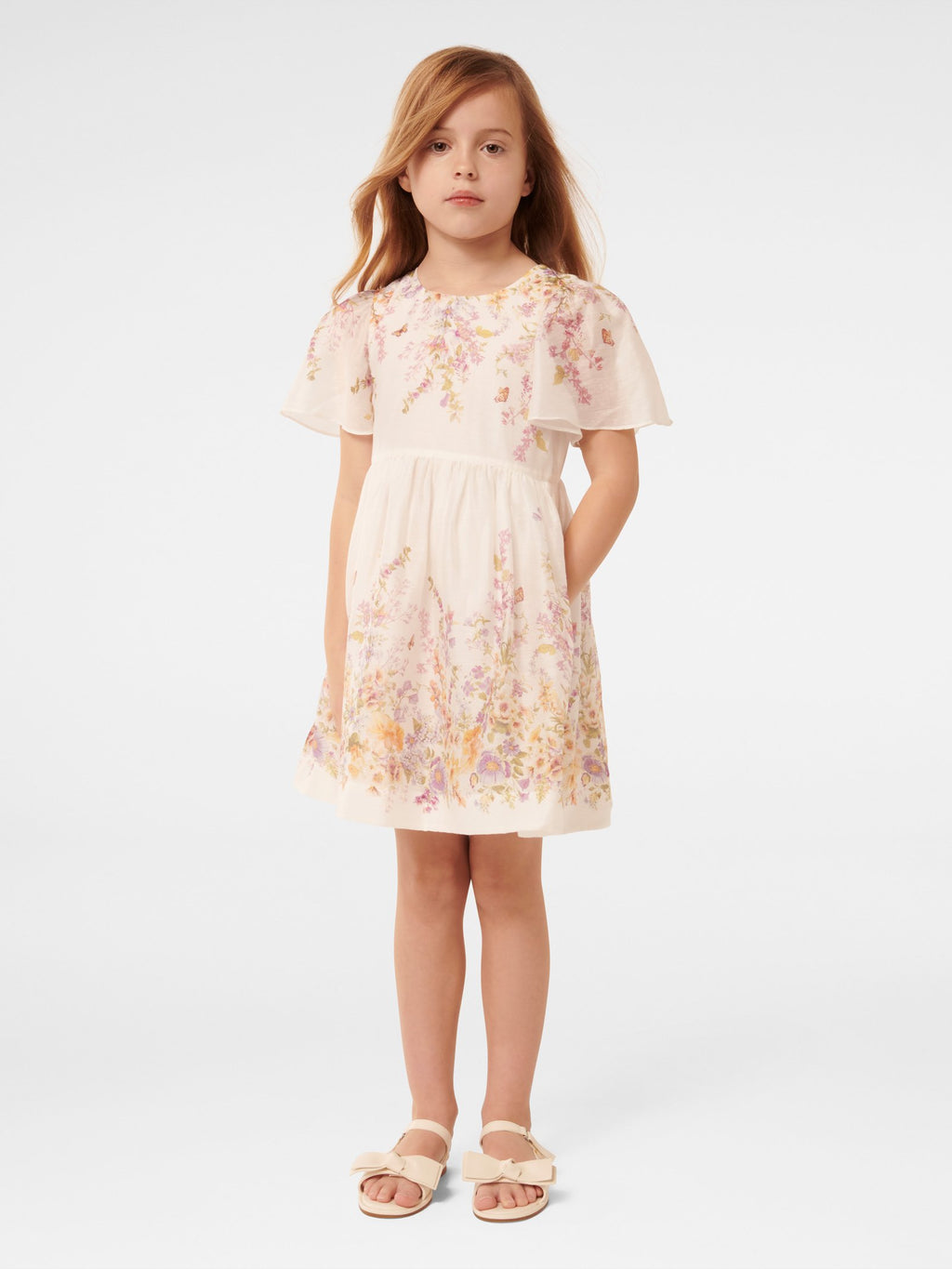 Olivia Placement Print Flutter Dress