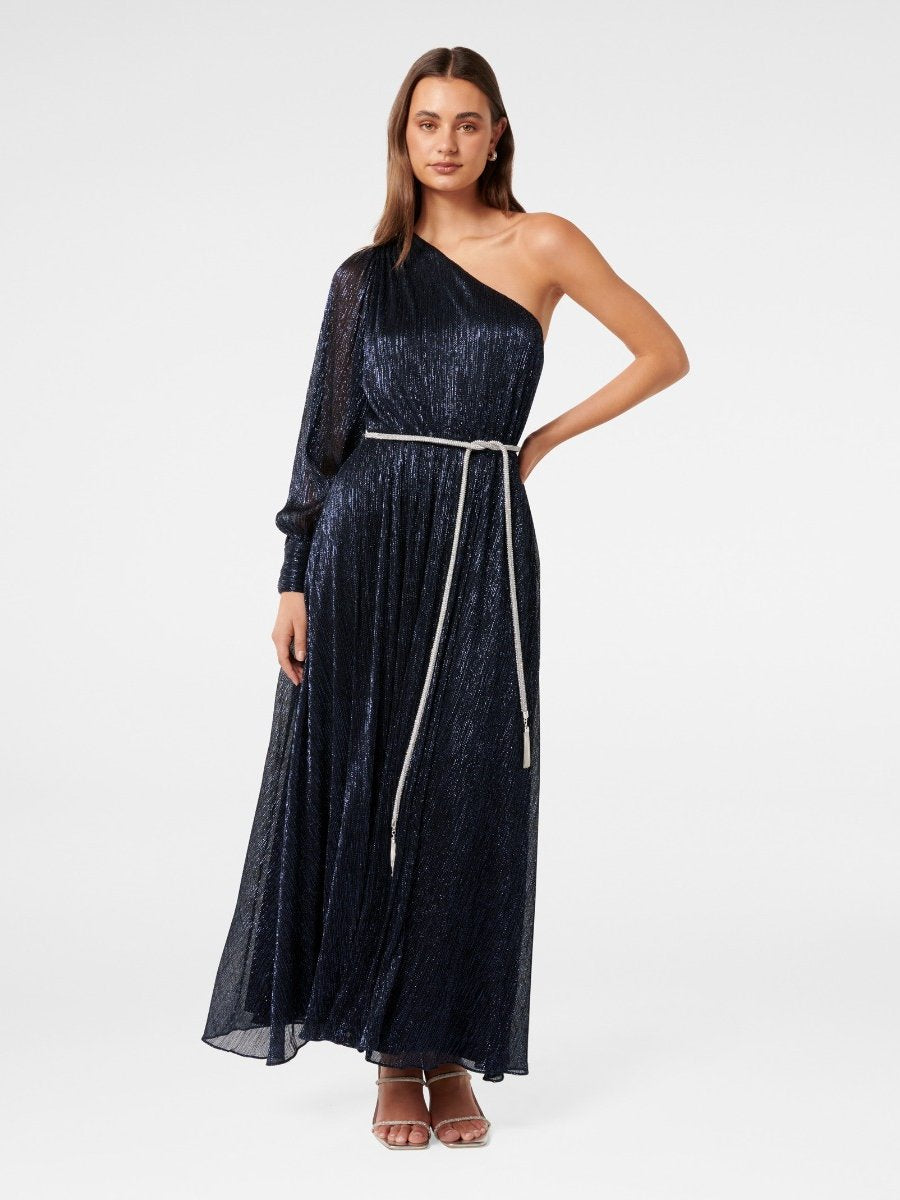 Cody Asym Plisse Diamonte Maxi Dress