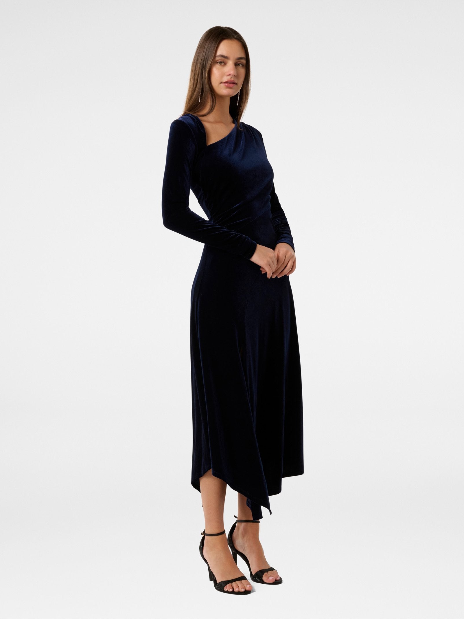  Sawyer Asym Velvet Drape Dress