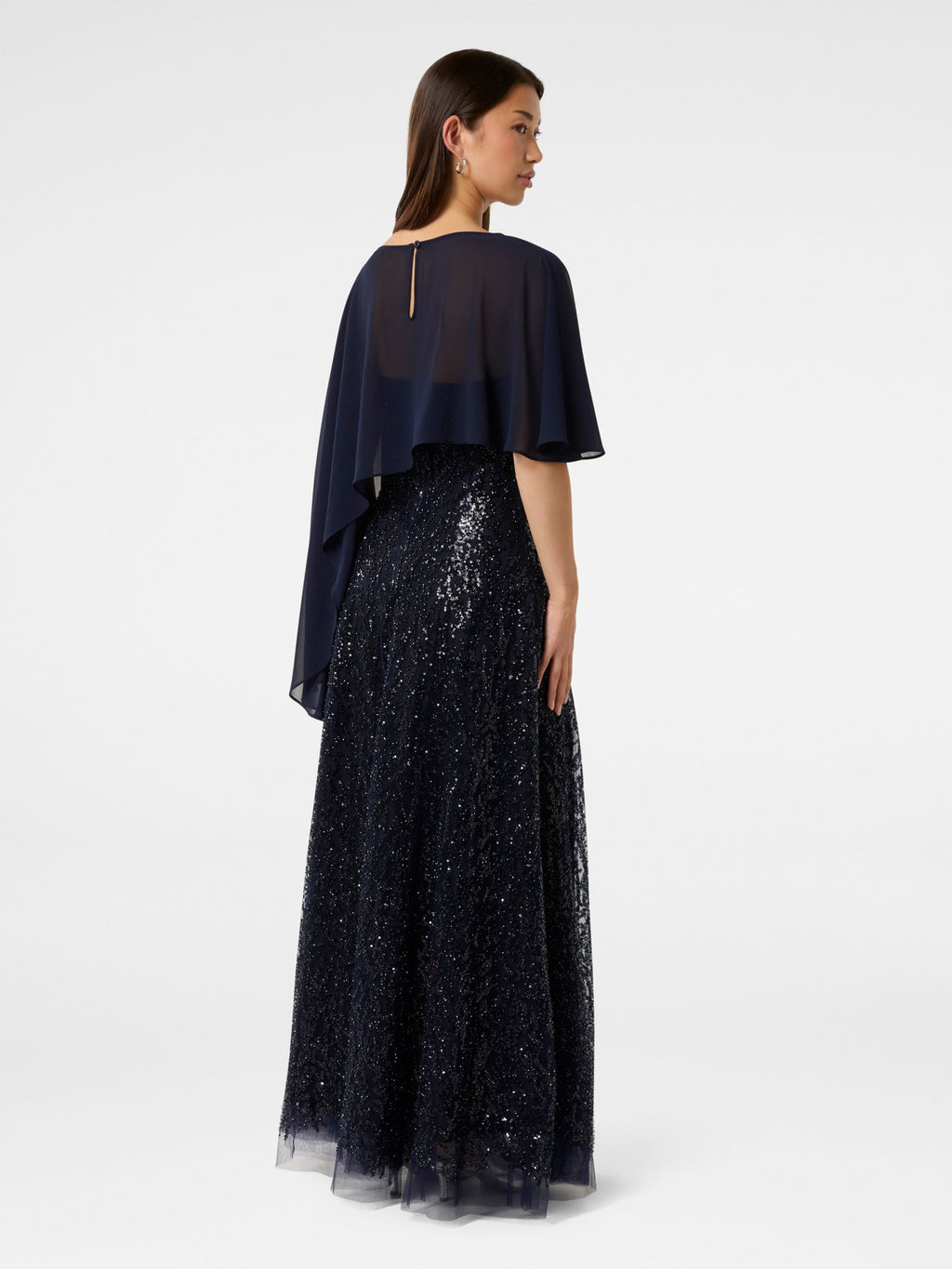  Erin Sequin Cape Maxi Dress
